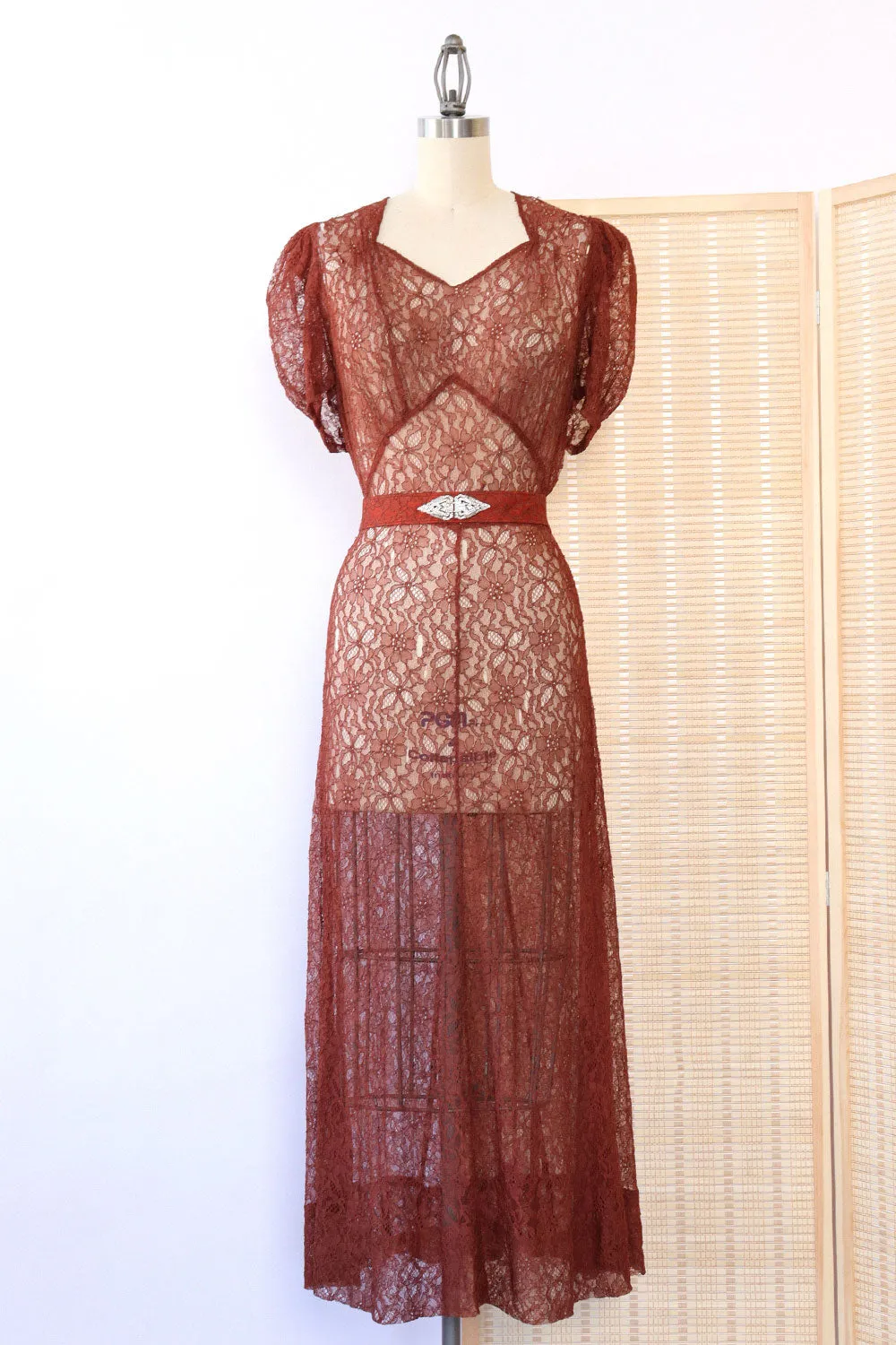 1930s Redwood Lace Gown S/M