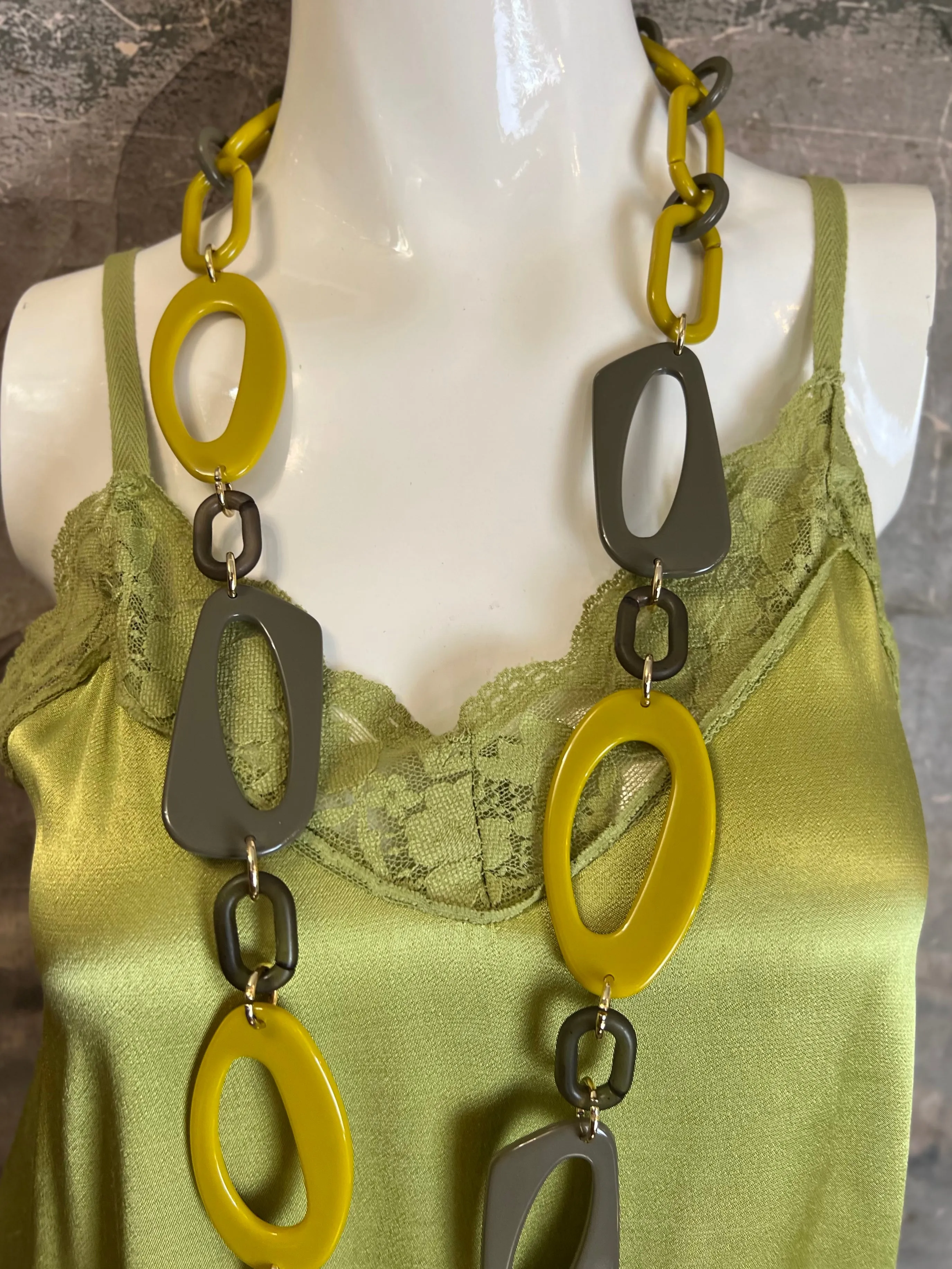 811173CY Satin Luna Tank w/Lace-Avocado