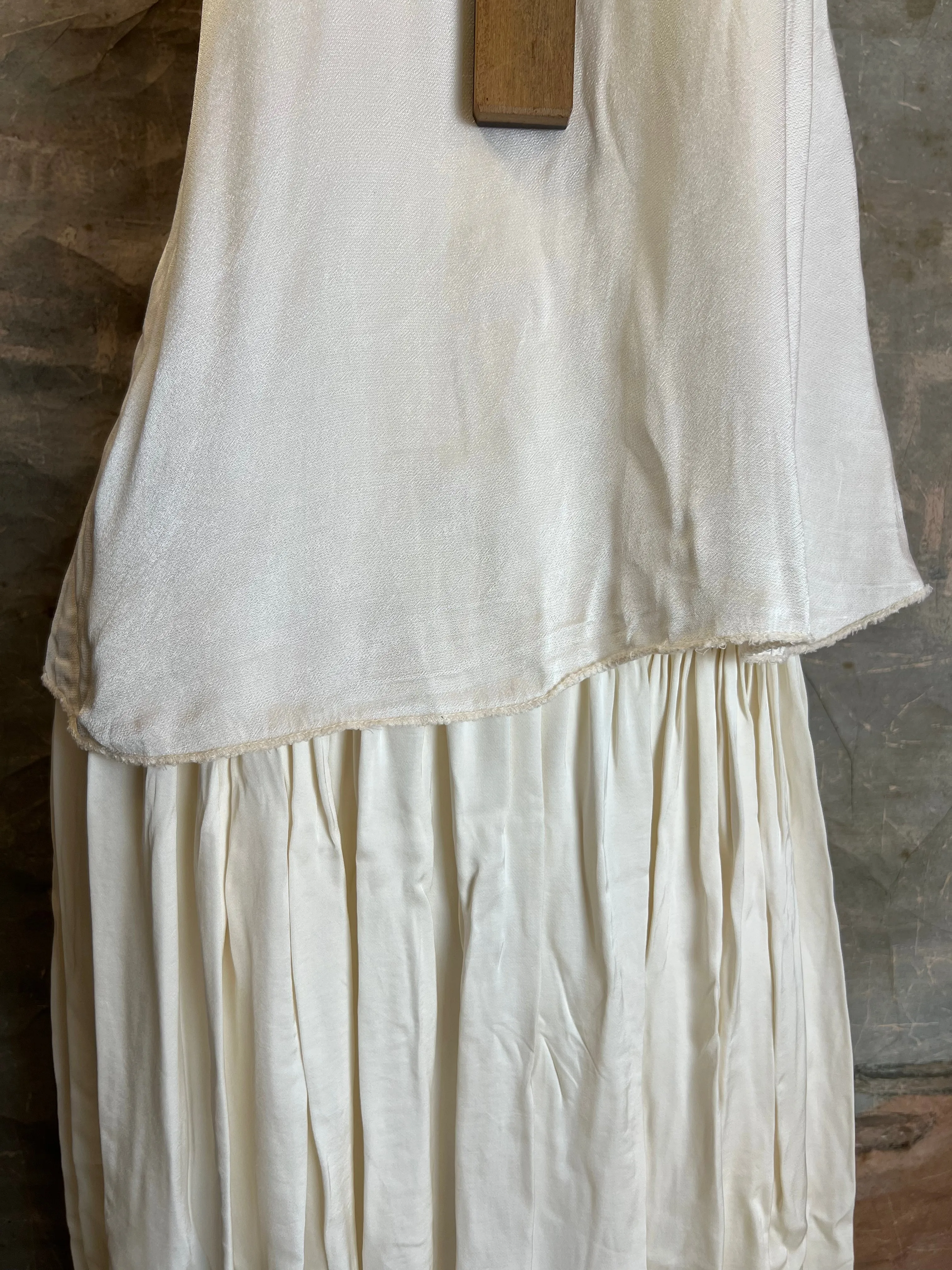 811173CY Satin Luna Tank w/Lace-Ivory