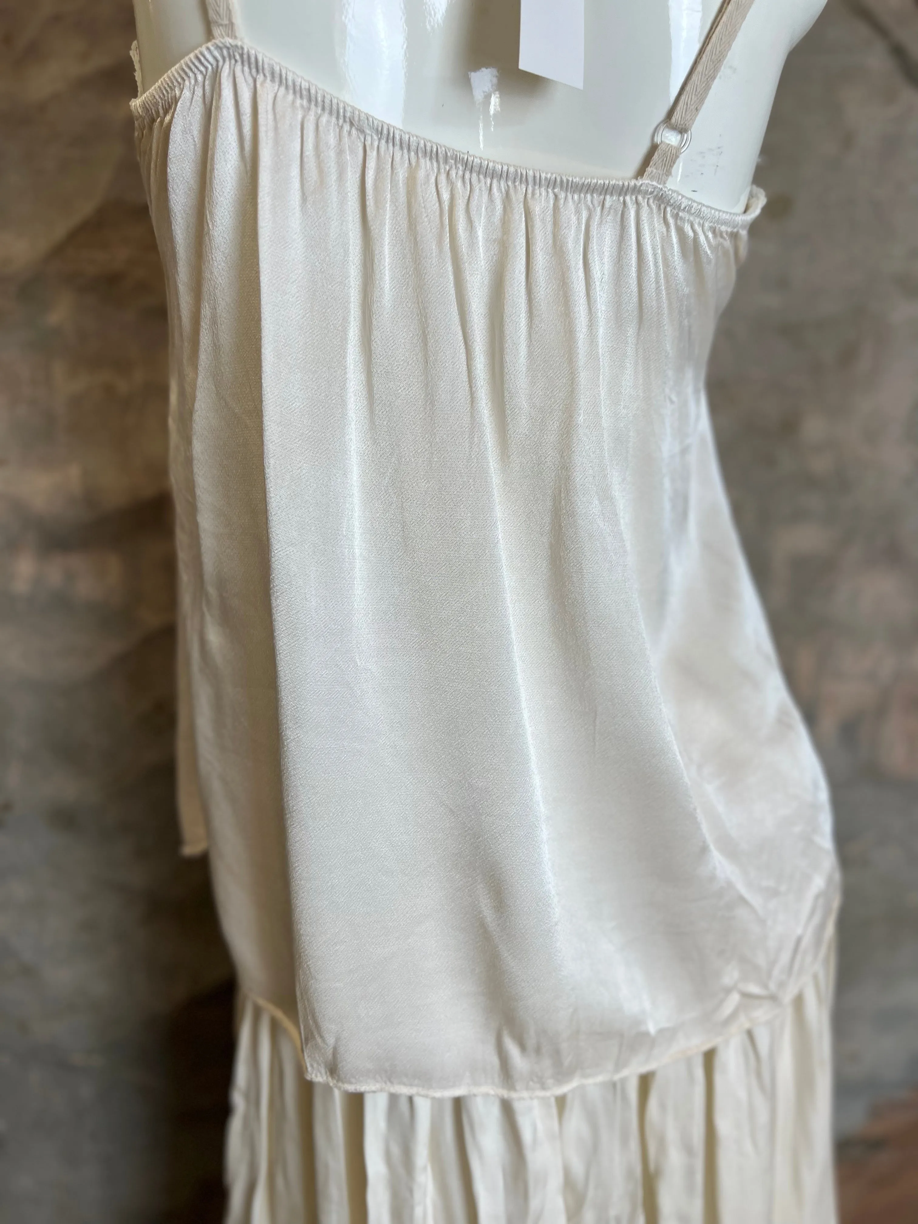 811173CY Satin Luna Tank w/Lace-Ivory