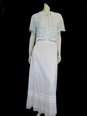 Antique Edwardian Petticoat Skirt With Lace - Hips 91 cm