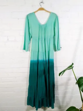 Aqua 3/4-Sleeve Long Dress