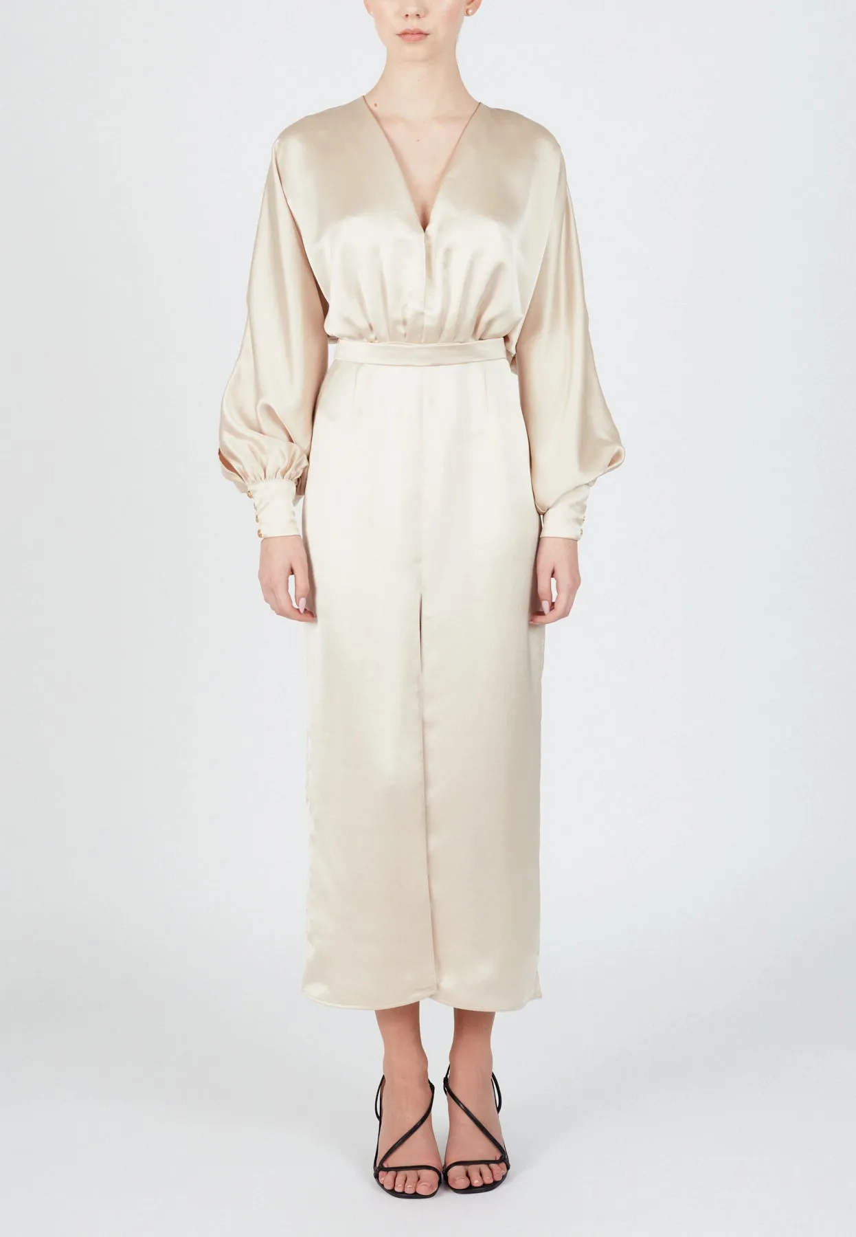 BECA beige cocktail dress with front slit
