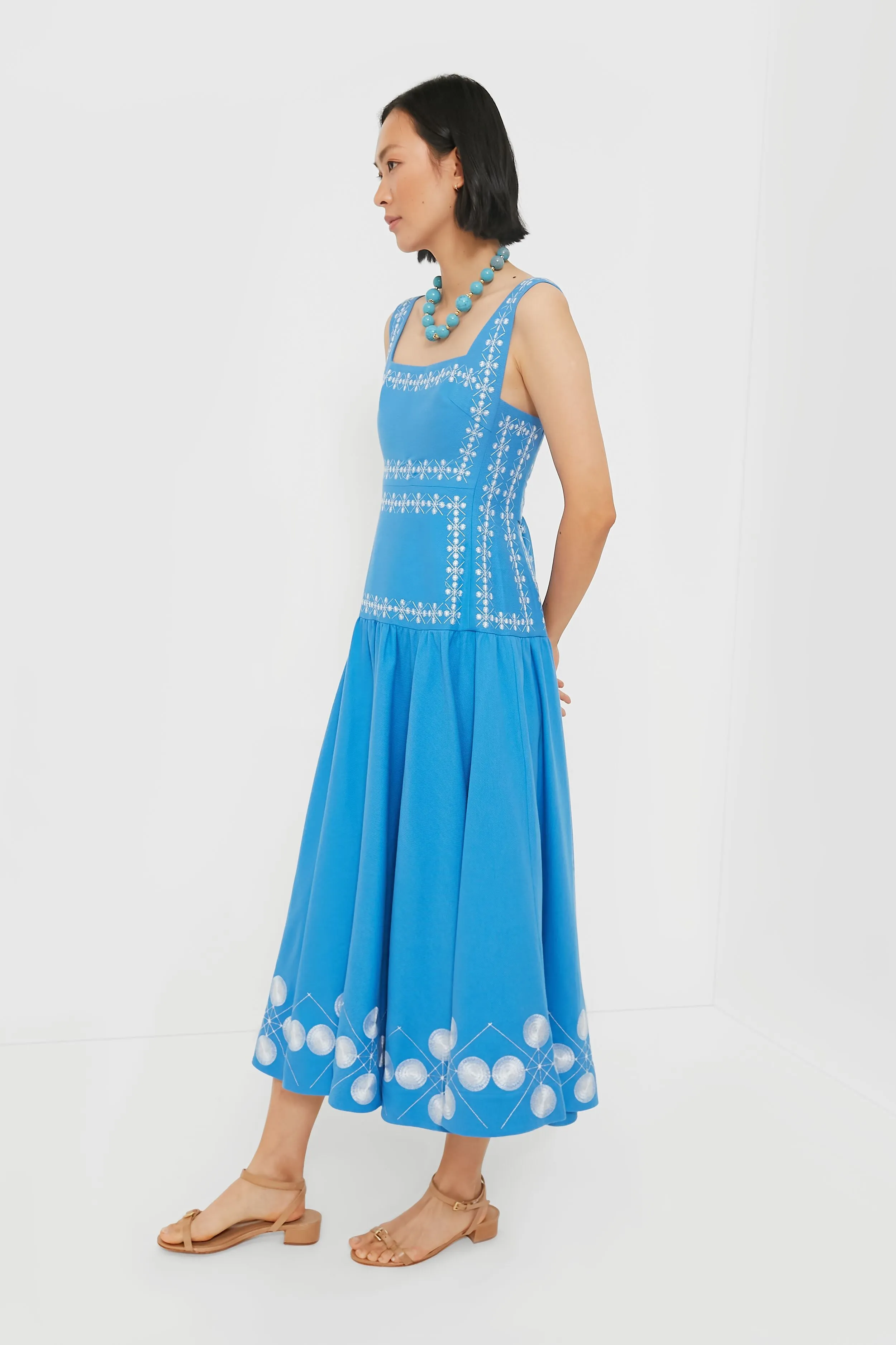 Blue and White Maxi Dress