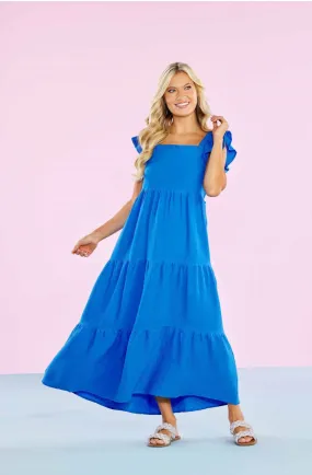 Blue Martha Maxi Dress Mudpie