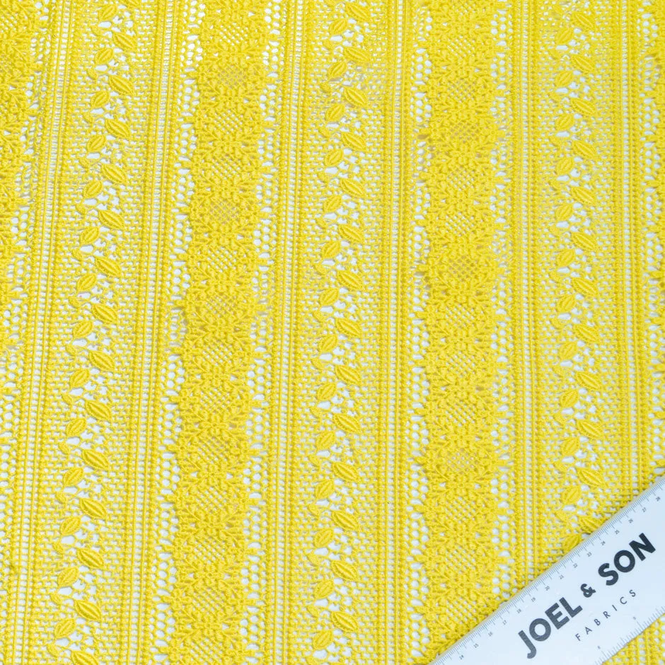 Canary Yellow Geometric Guipure Lace