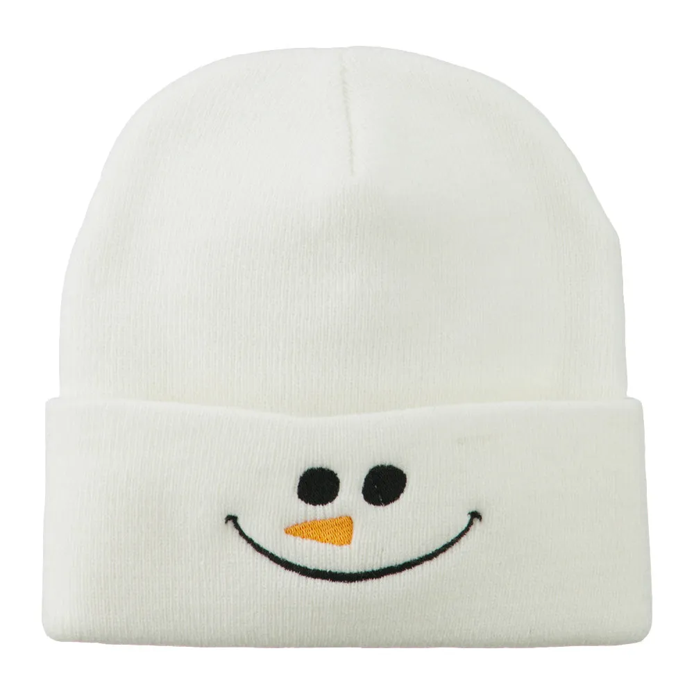 Christmas Snowman Smile Embroidered Beanie