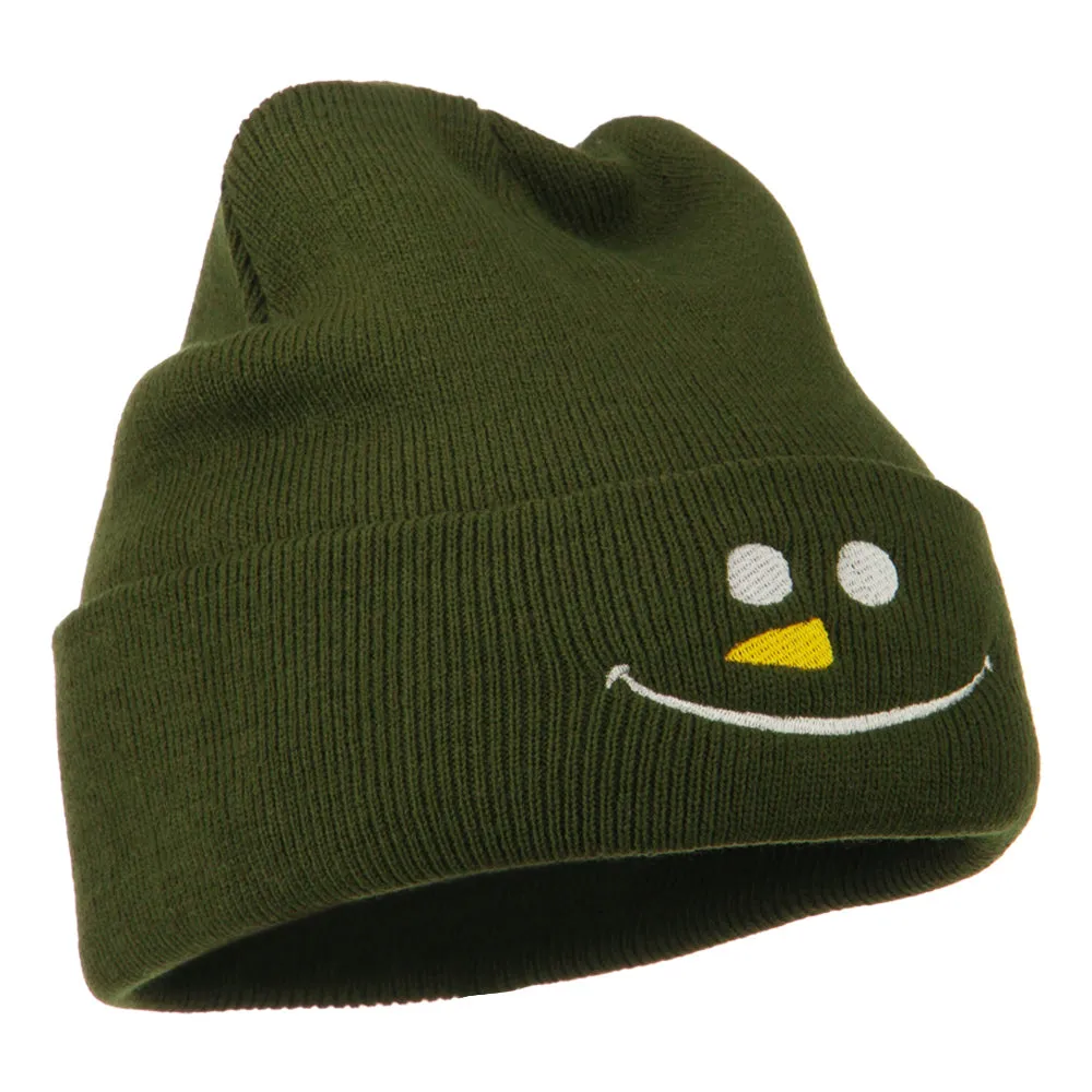 Christmas Snowman Smile Embroidered Beanie