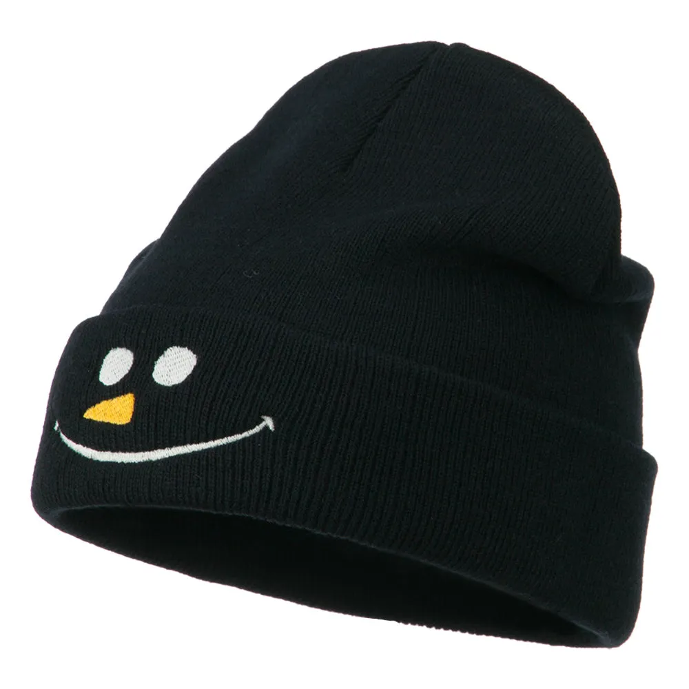 Christmas Snowman Smile Embroidered Beanie
