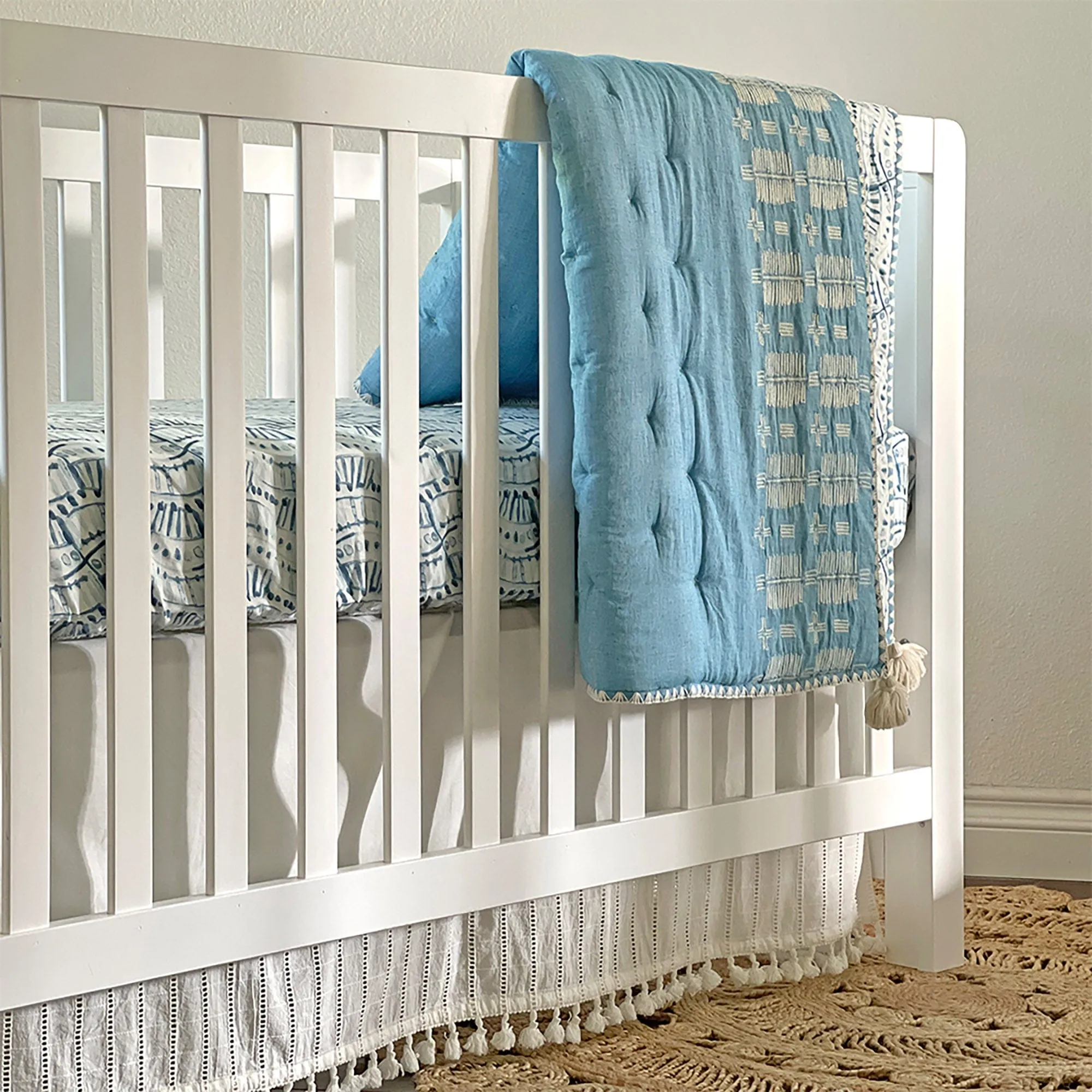 Crane Off-White Boho Bed Skirt