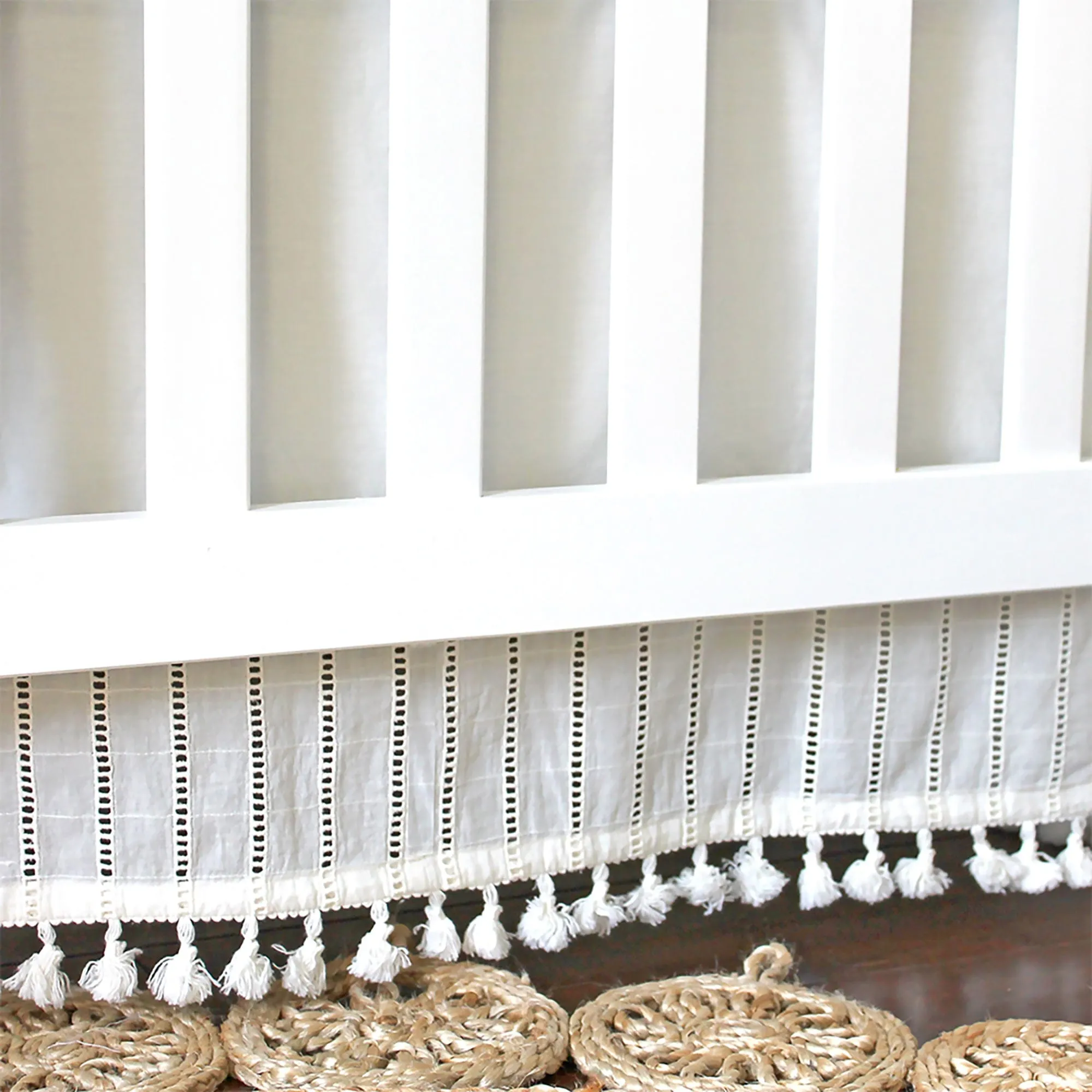 Crane Off-White Boho Bed Skirt