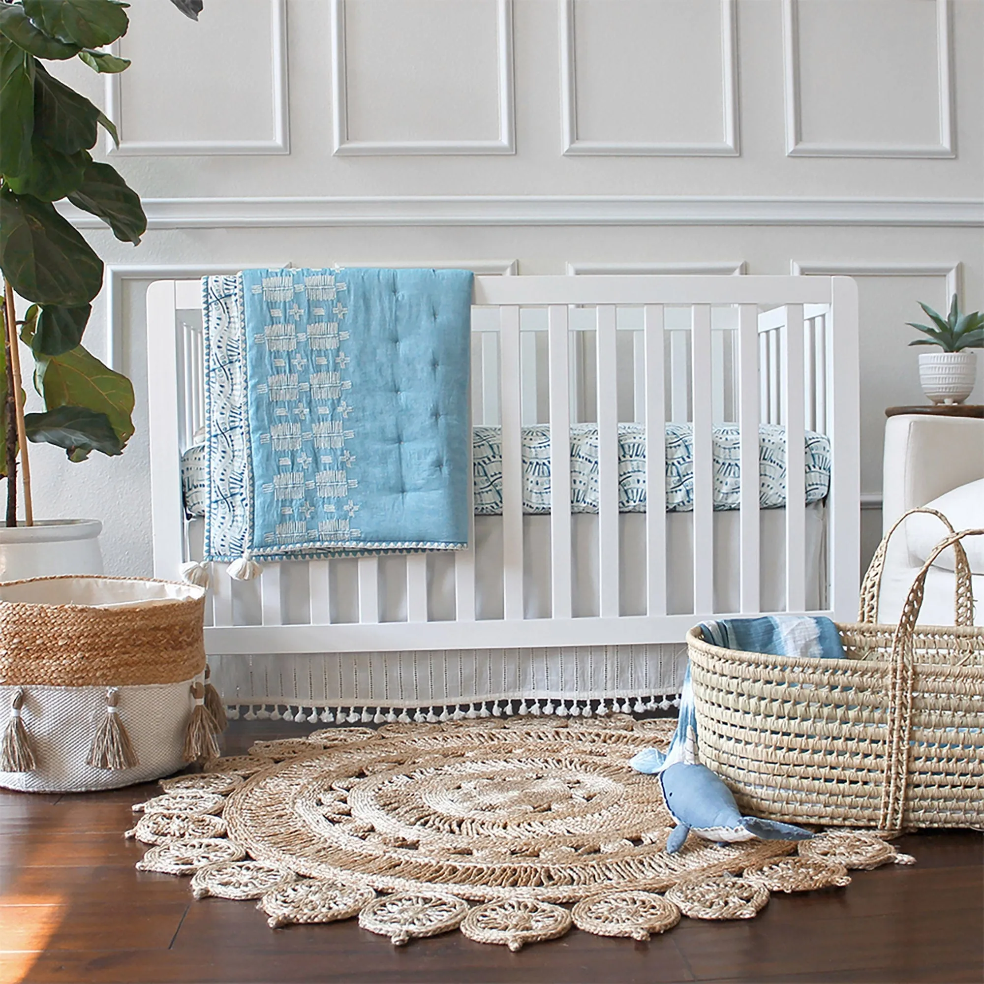 Crane Off-White Boho Bed Skirt