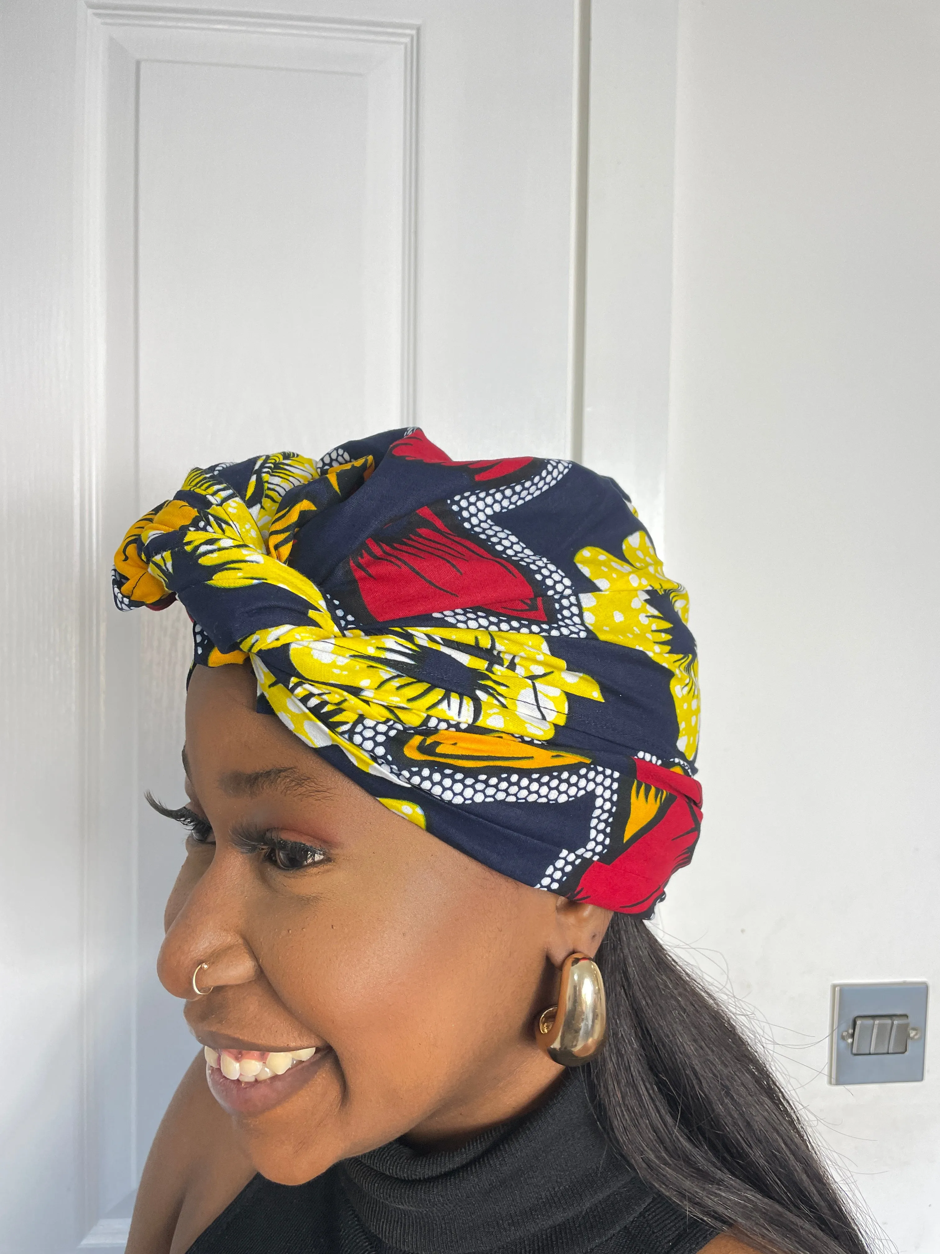 Debby Blue and Yellow Ankara Headwrap/Scarf