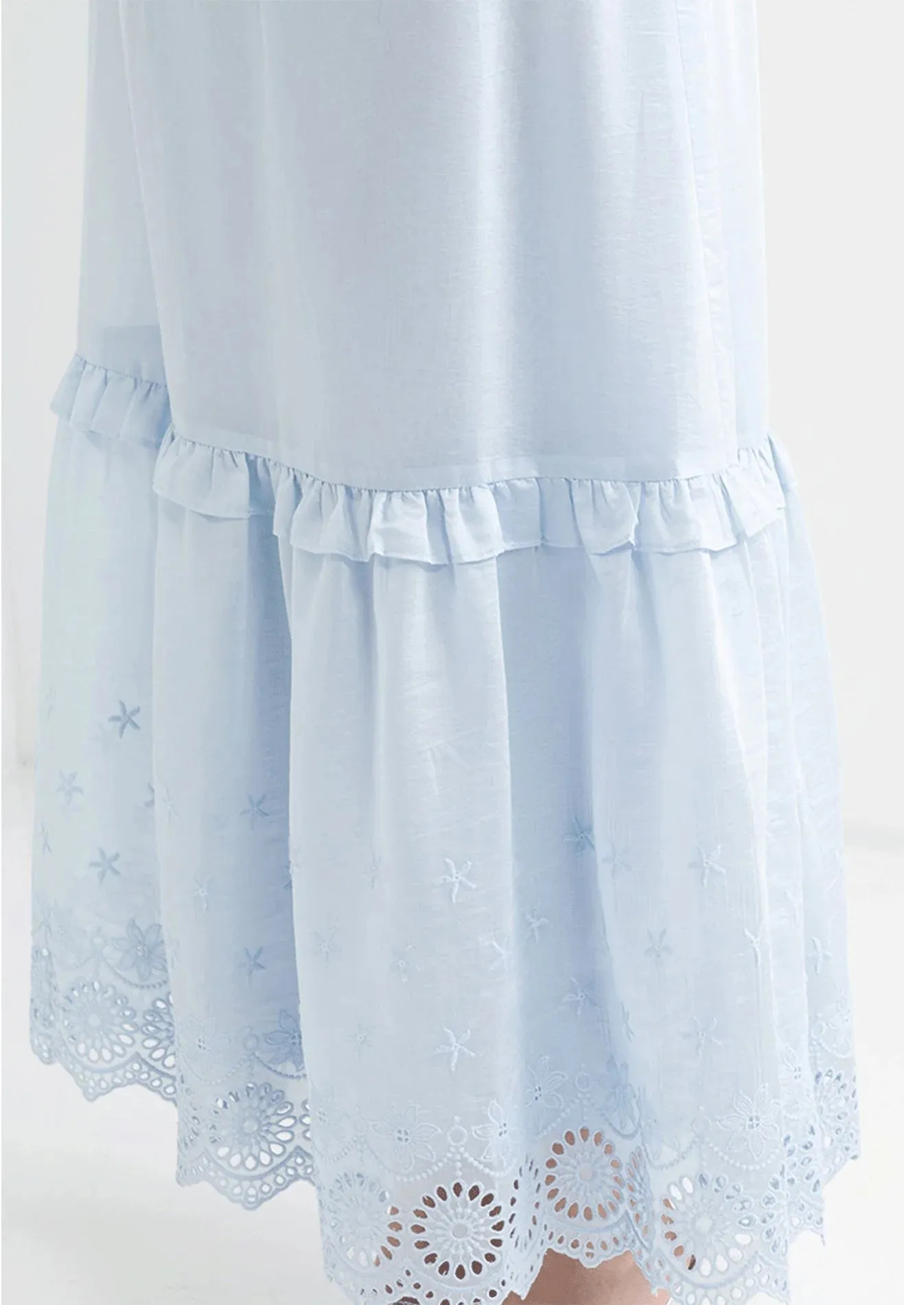 ELLE Apparel Floral Lace Hemline Maxi Skirt