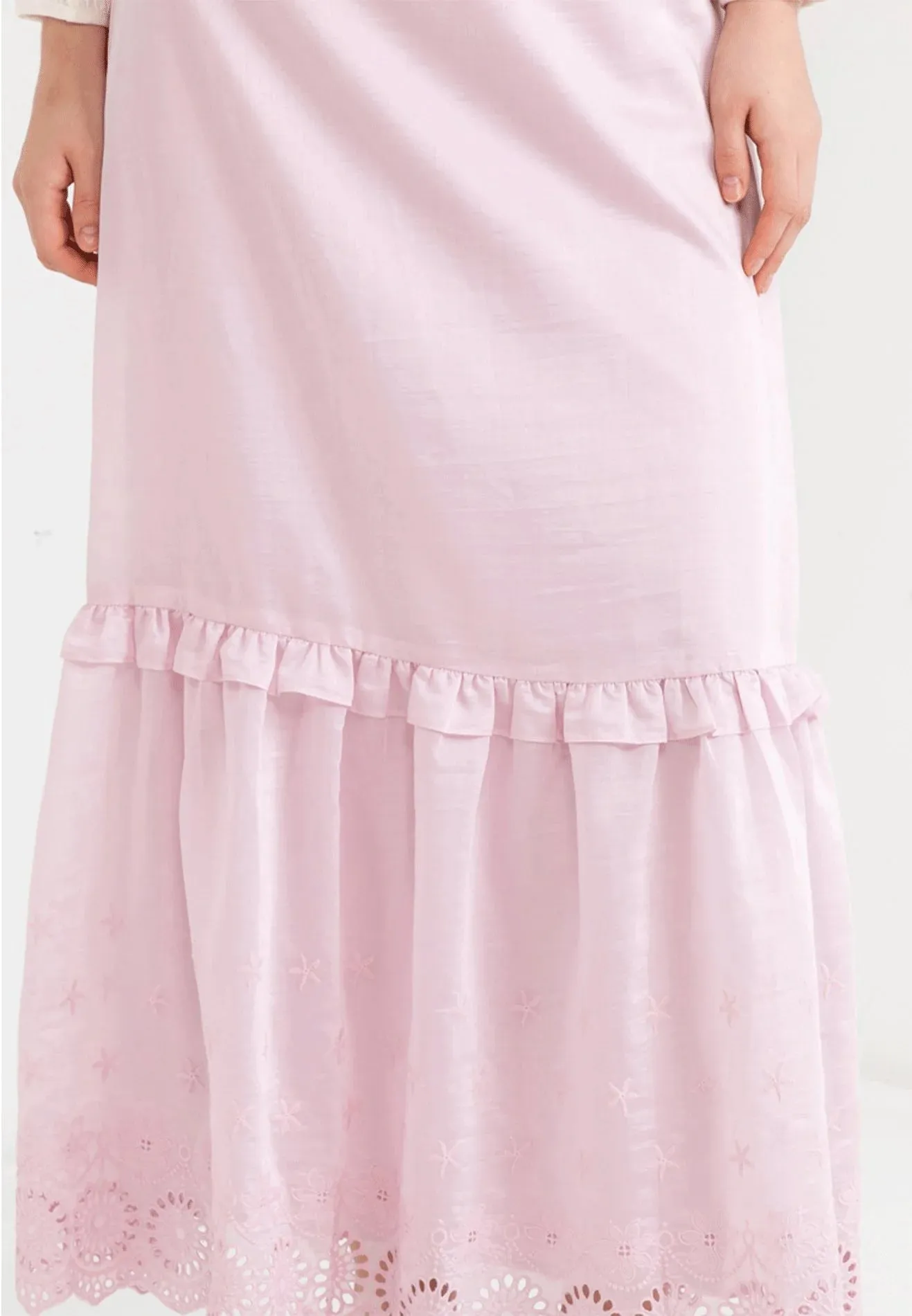 ELLE Apparel Floral Lace Hemline Maxi Skirt