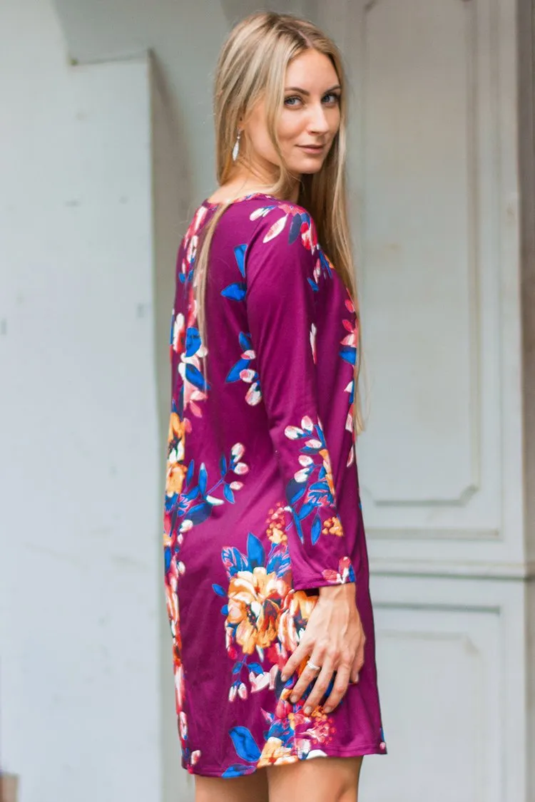 Floral Print Long Sleeve Dress