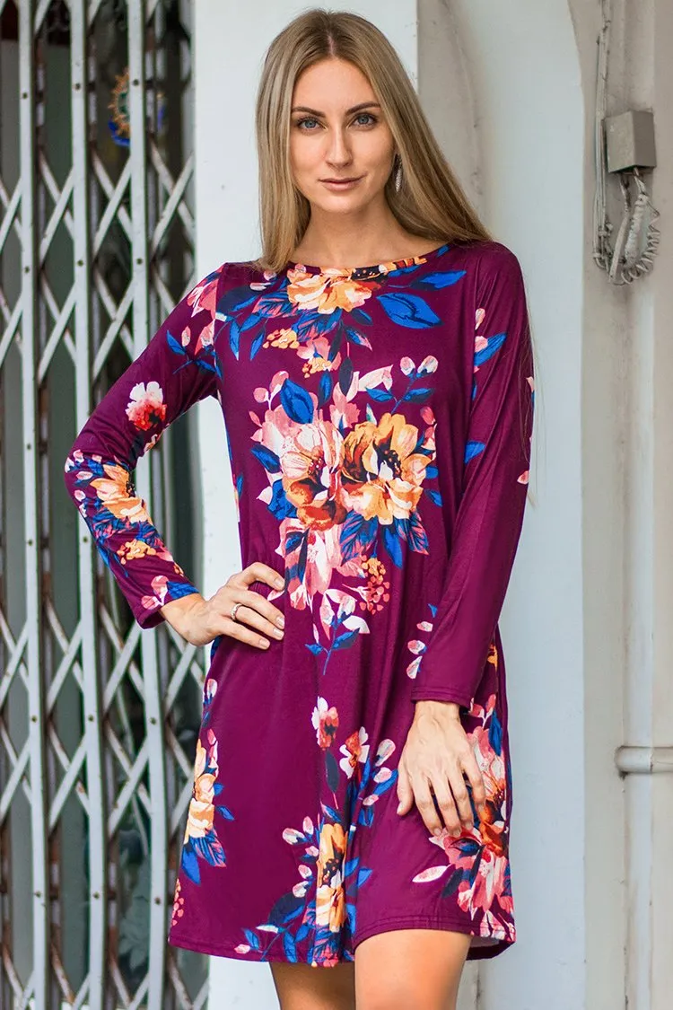 Floral Print Long Sleeve Dress