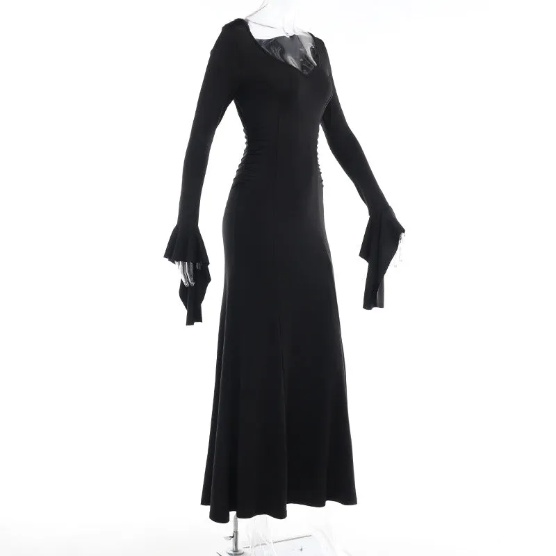 HBO3082 Pleated Skirt Maxi Dress