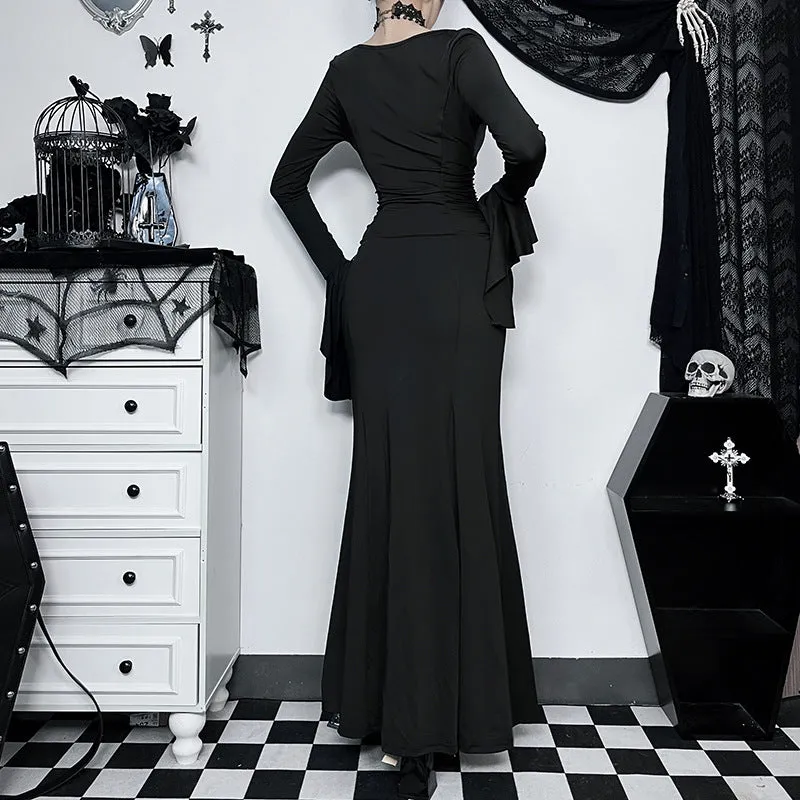 HBO3082 Pleated Skirt Maxi Dress