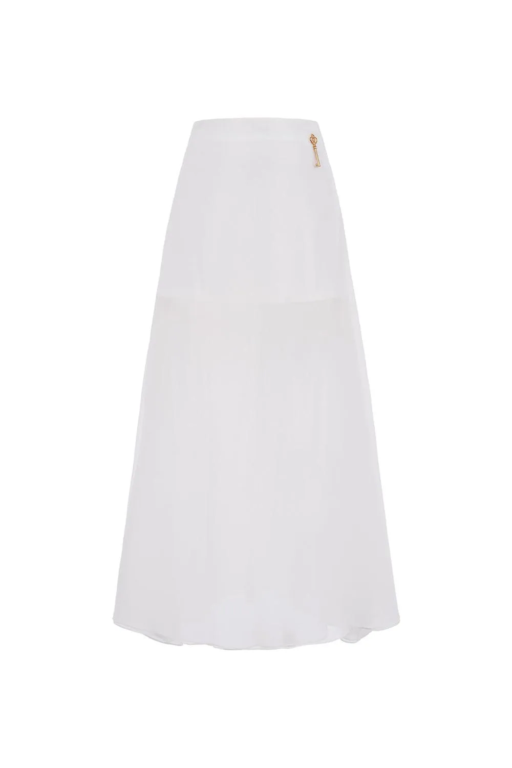 Ivory A-line High Waist Organza Maxi Skirt