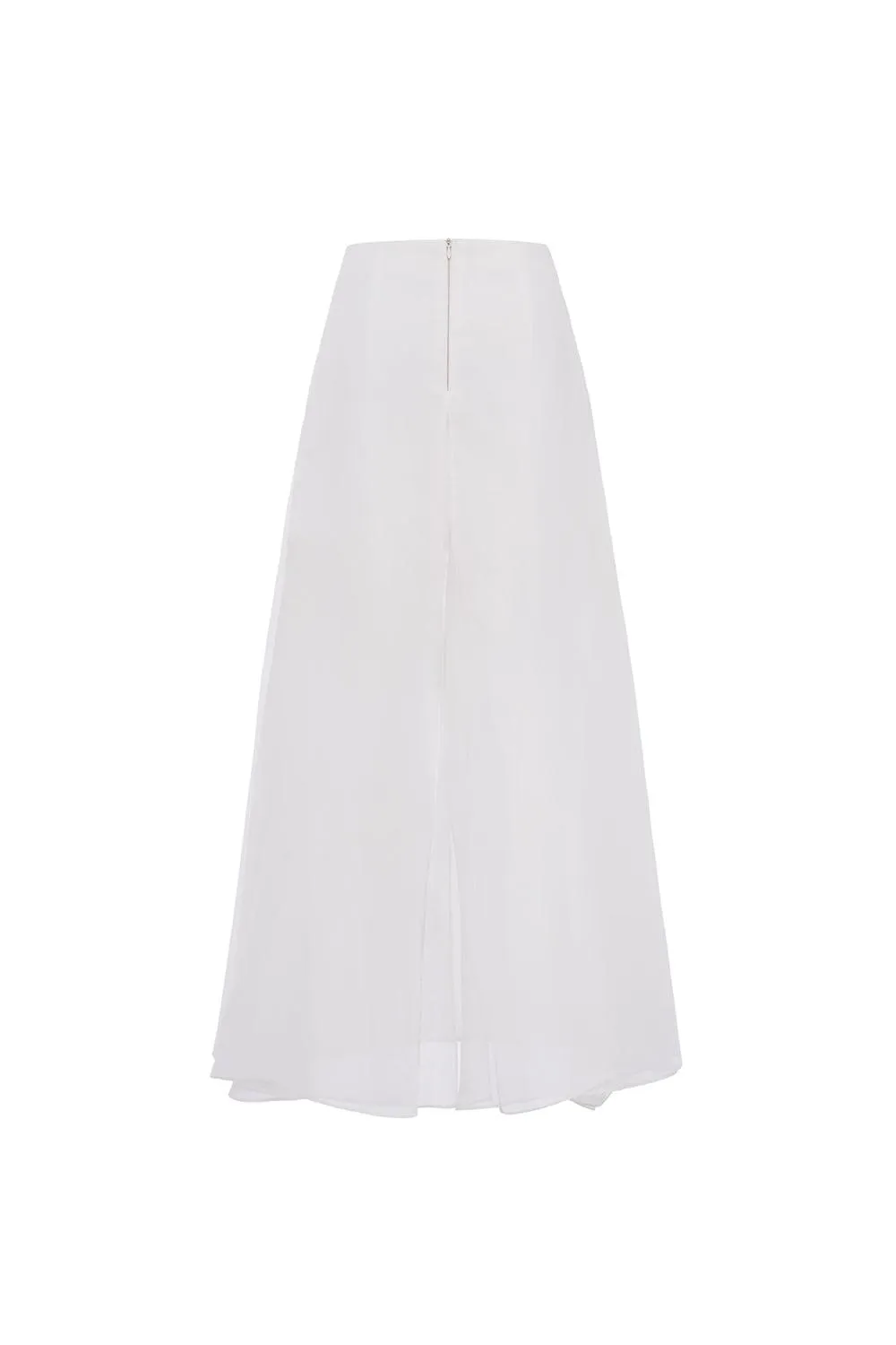 Ivory A-line High Waist Organza Maxi Skirt