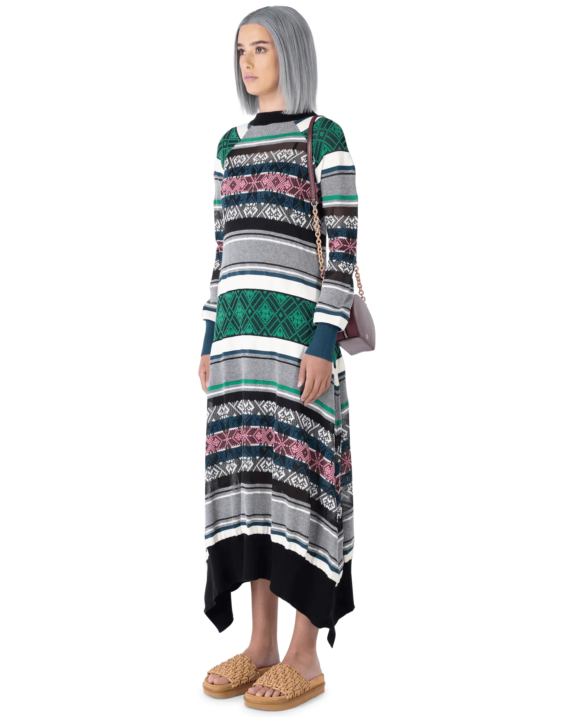 Jacquard Knit Sweater Dress