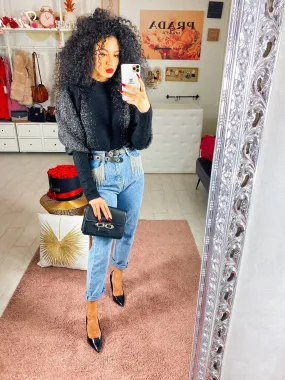 Jeans chiaro con strass