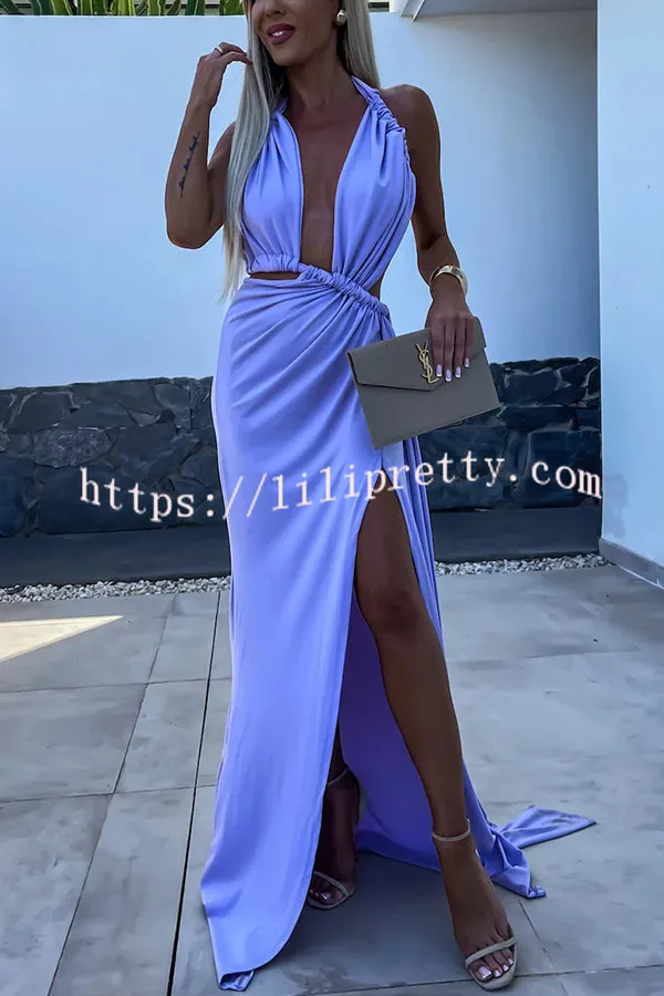 Like Venus Rope Twist Cutout Backless Slit Maxi Dress