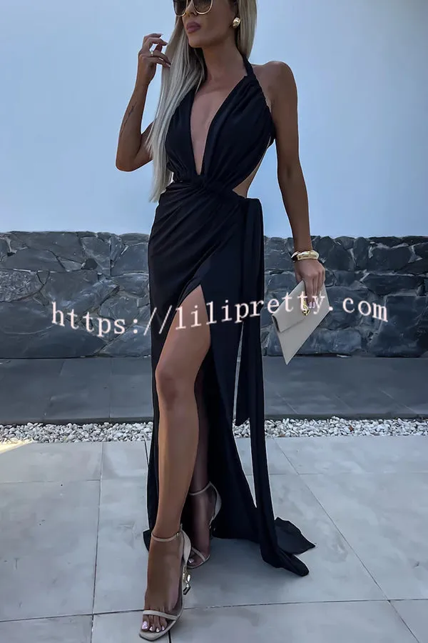 Like Venus Rope Twist Cutout Backless Slit Maxi Dress