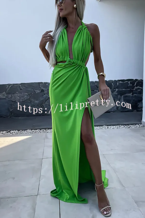 Like Venus Rope Twist Cutout Backless Slit Maxi Dress