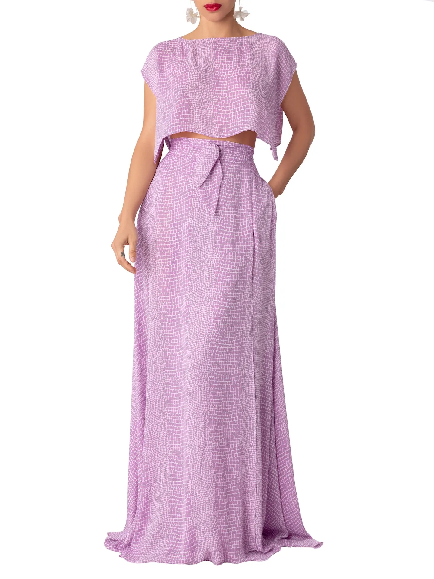 “Luciana” Lilac Wrap Maxi Skirt