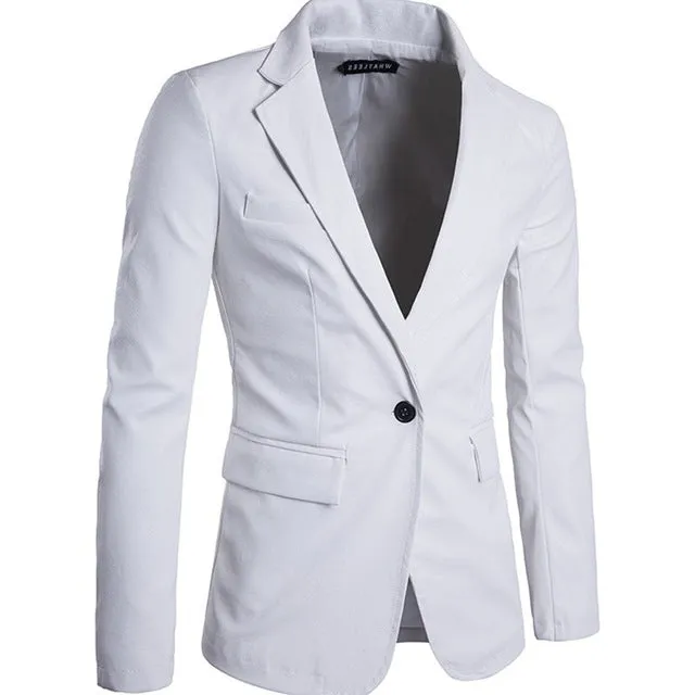 Men's Blazer Jacket Men Soft PU Leather High Quality single button Jackets top Coat men's suit Brand clothes