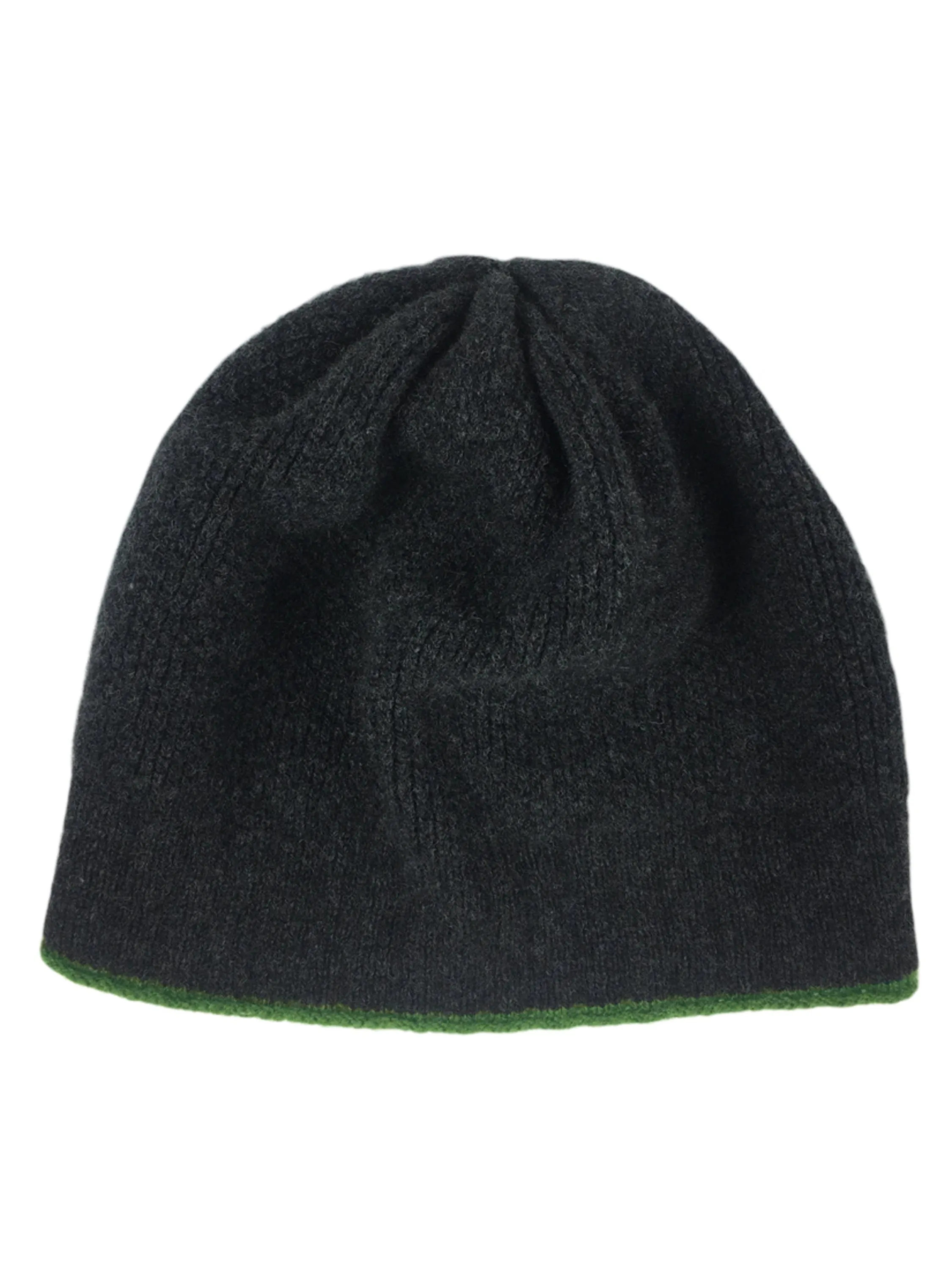 Merino Wool Ribbed Beanie Hat—Charcoal