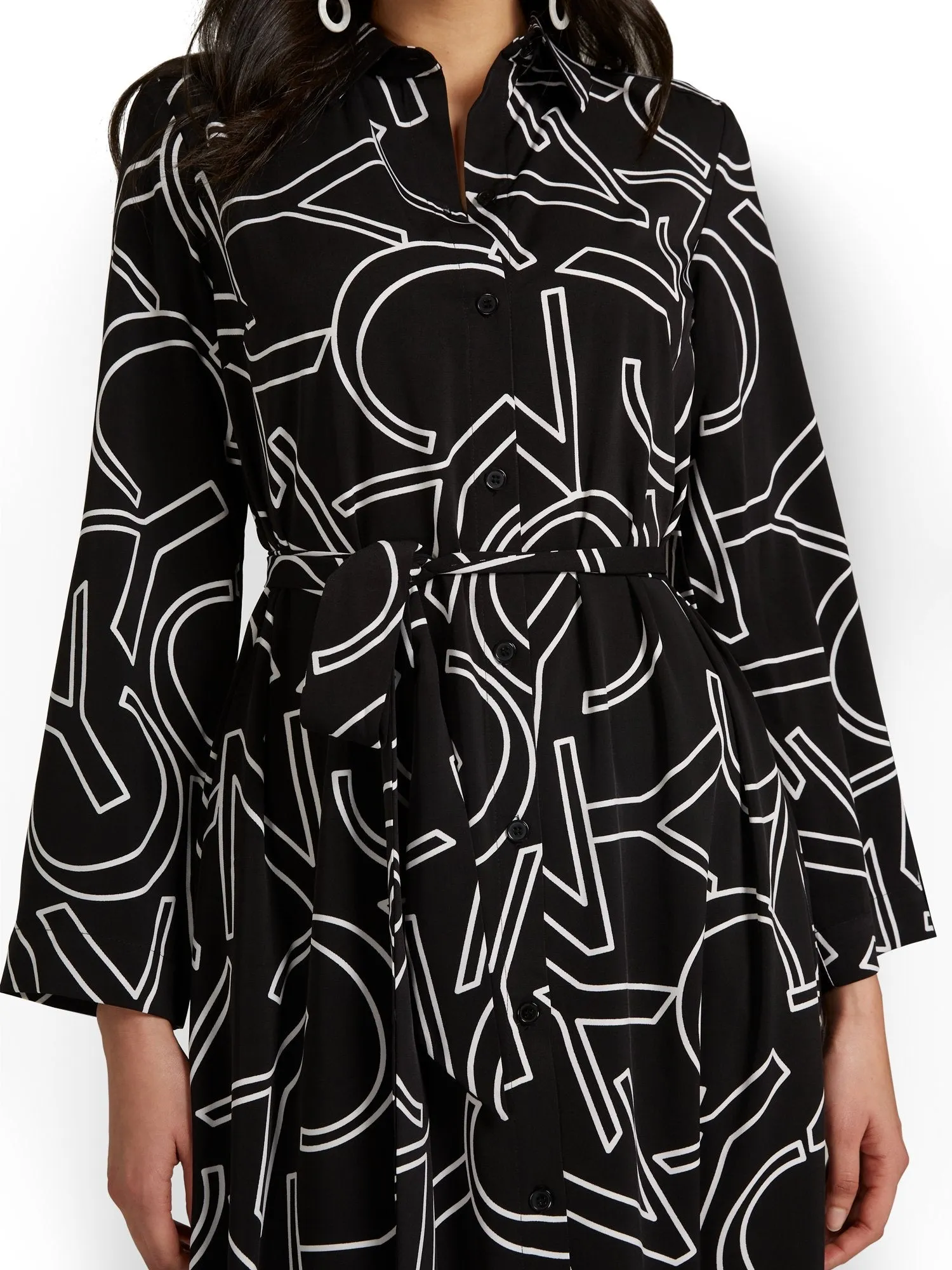 Petite NYC-Print Maxi Shirtdress