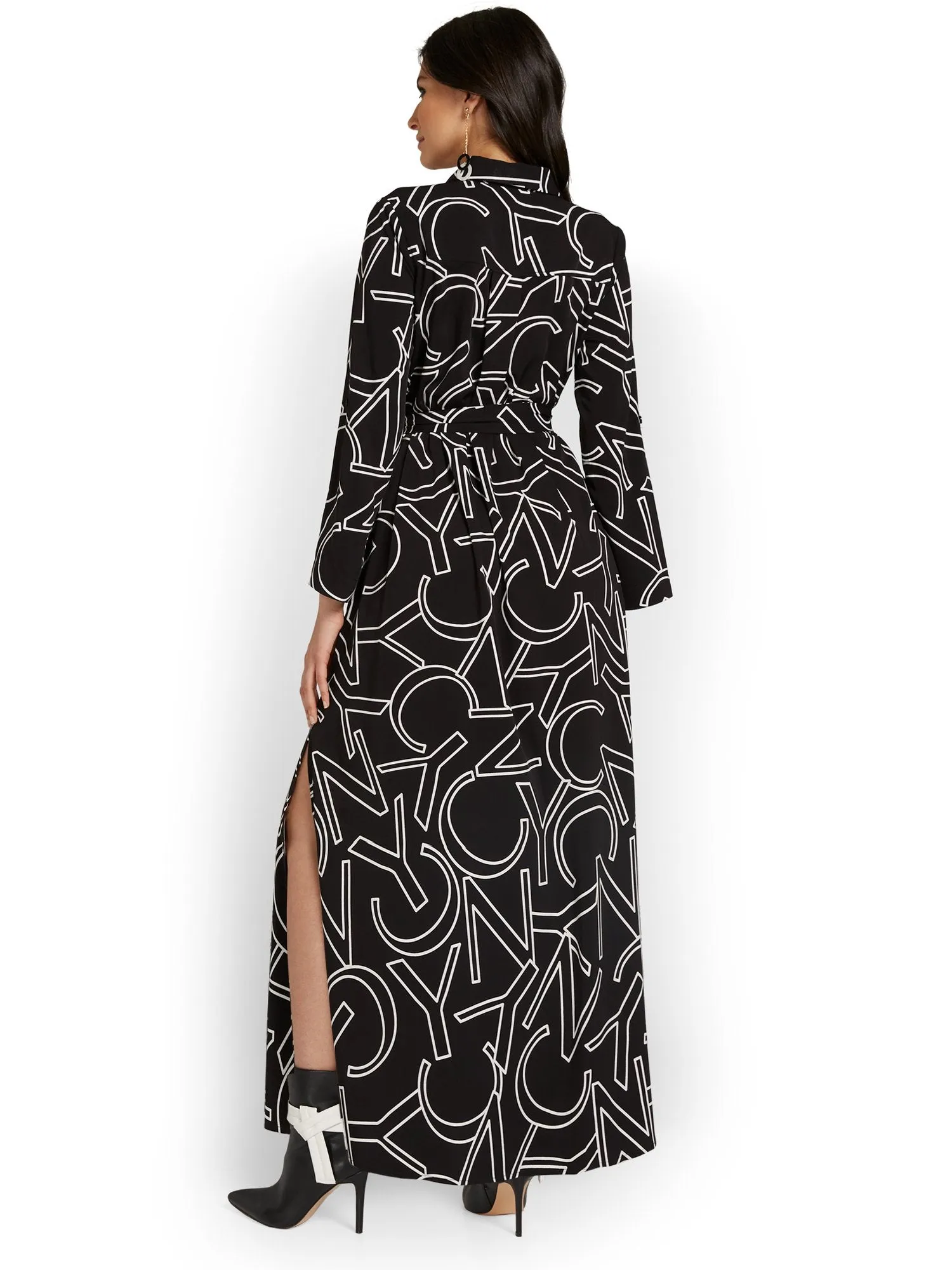 Petite NYC-Print Maxi Shirtdress