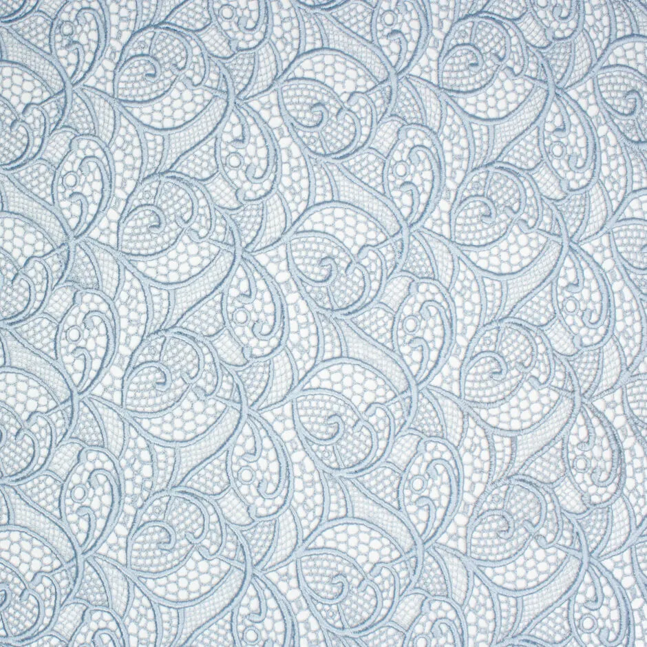 Powder Blue Cotton Blend Guipure Lace