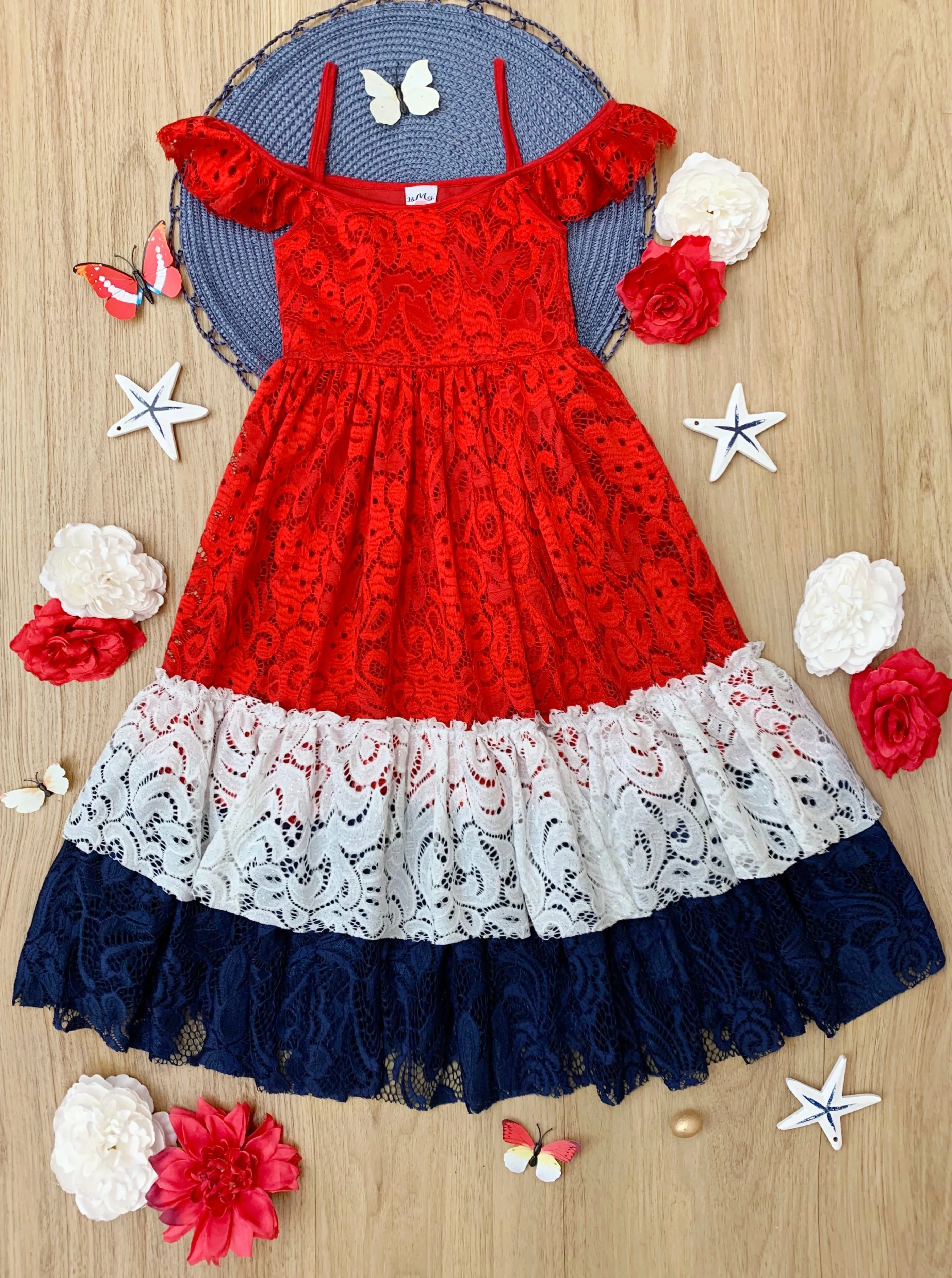 Prettiest Little Patriot Lace Maxi Dress