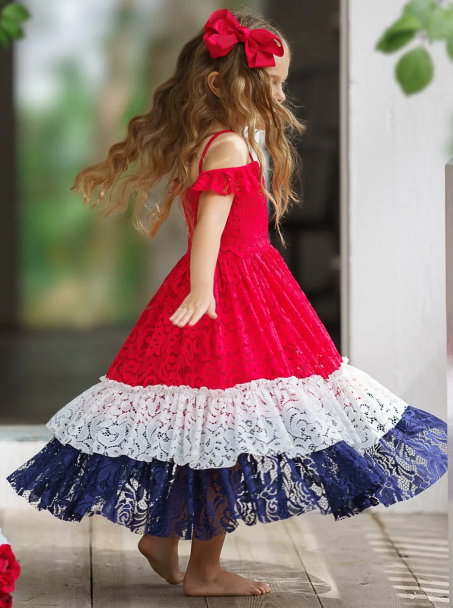 Prettiest Little Patriot Lace Maxi Dress