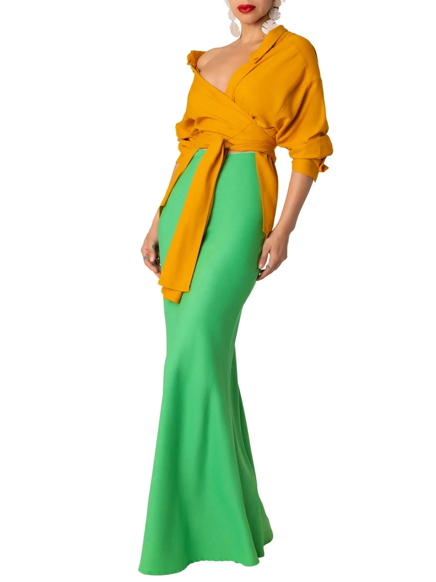 "Bondi" Green Mermaid Maxi Skirt