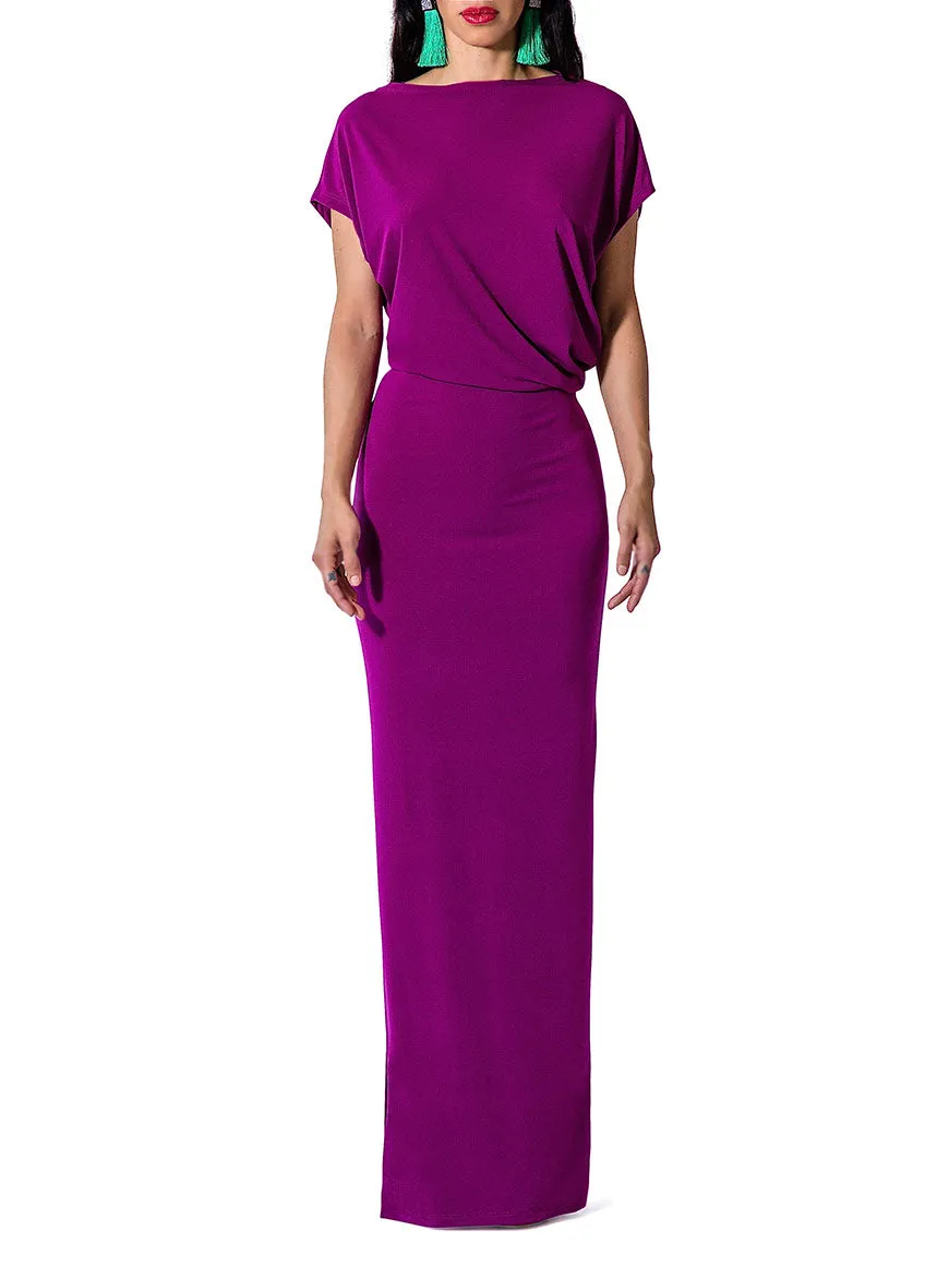 "Flo" Drape Maxi Dress w/Side Slit