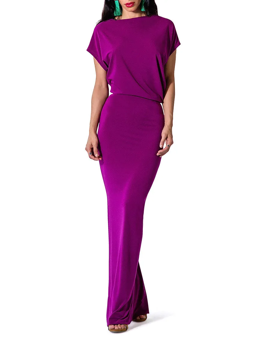 "Flo" Drape Maxi Dress w/Side Slit