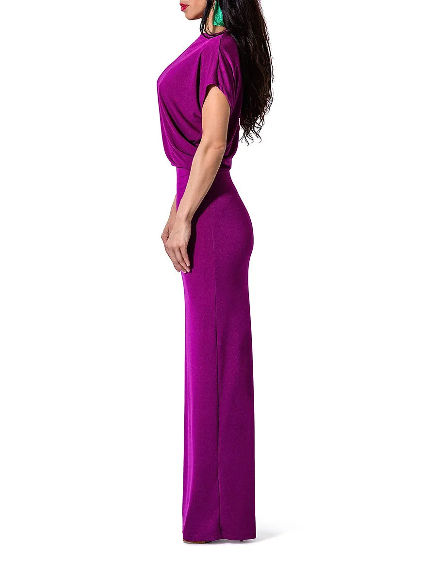 "Flo" Drape Maxi Dress w/Side Slit