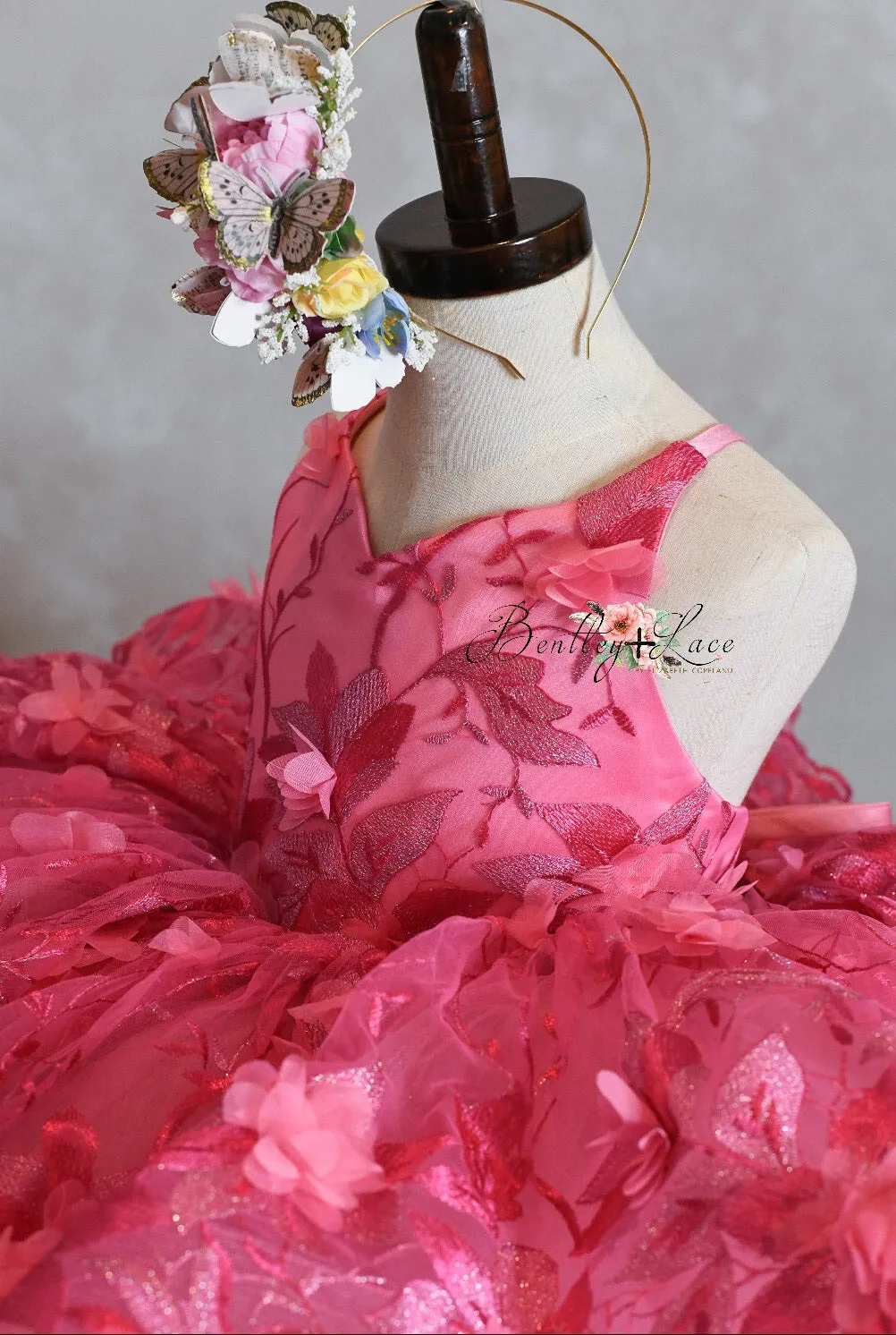 "Samantha" shades of Pink-  Dress Petal Short Length Dress ( 4 Year - Petite 5 Year)