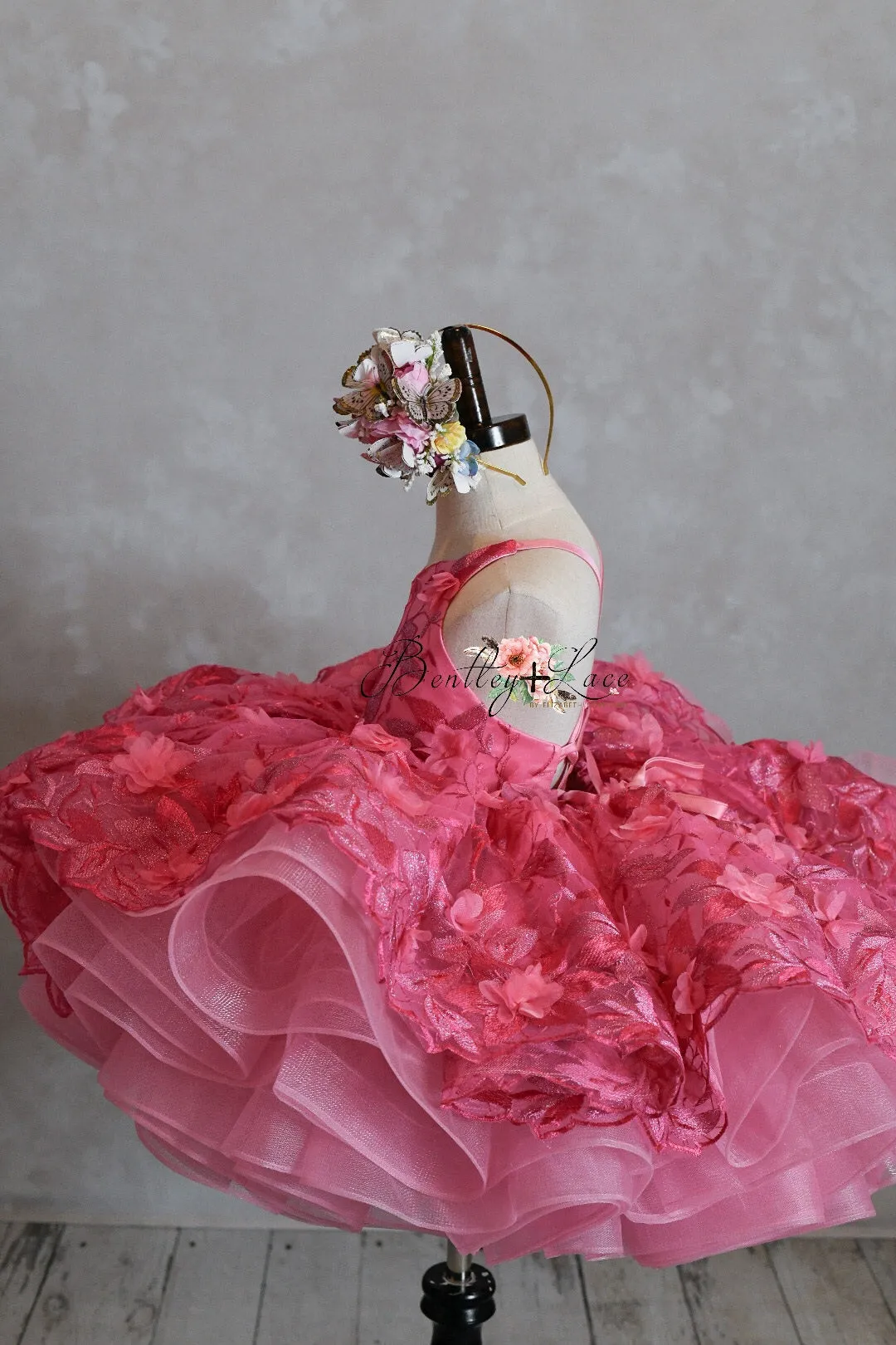"Samantha" shades of Pink-  Dress Petal Short Length Dress ( 4 Year - Petite 5 Year)