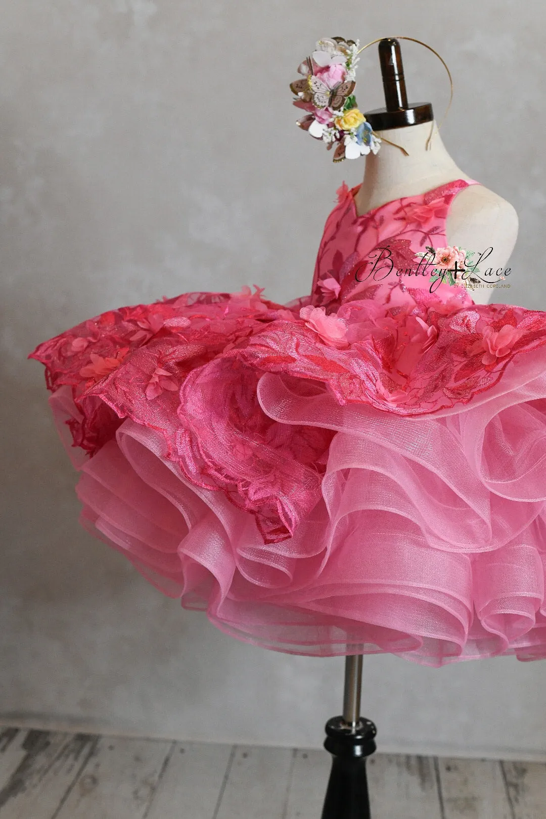 "Samantha" shades of Pink-  Dress Petal Short Length Dress ( 4 Year - Petite 5 Year)