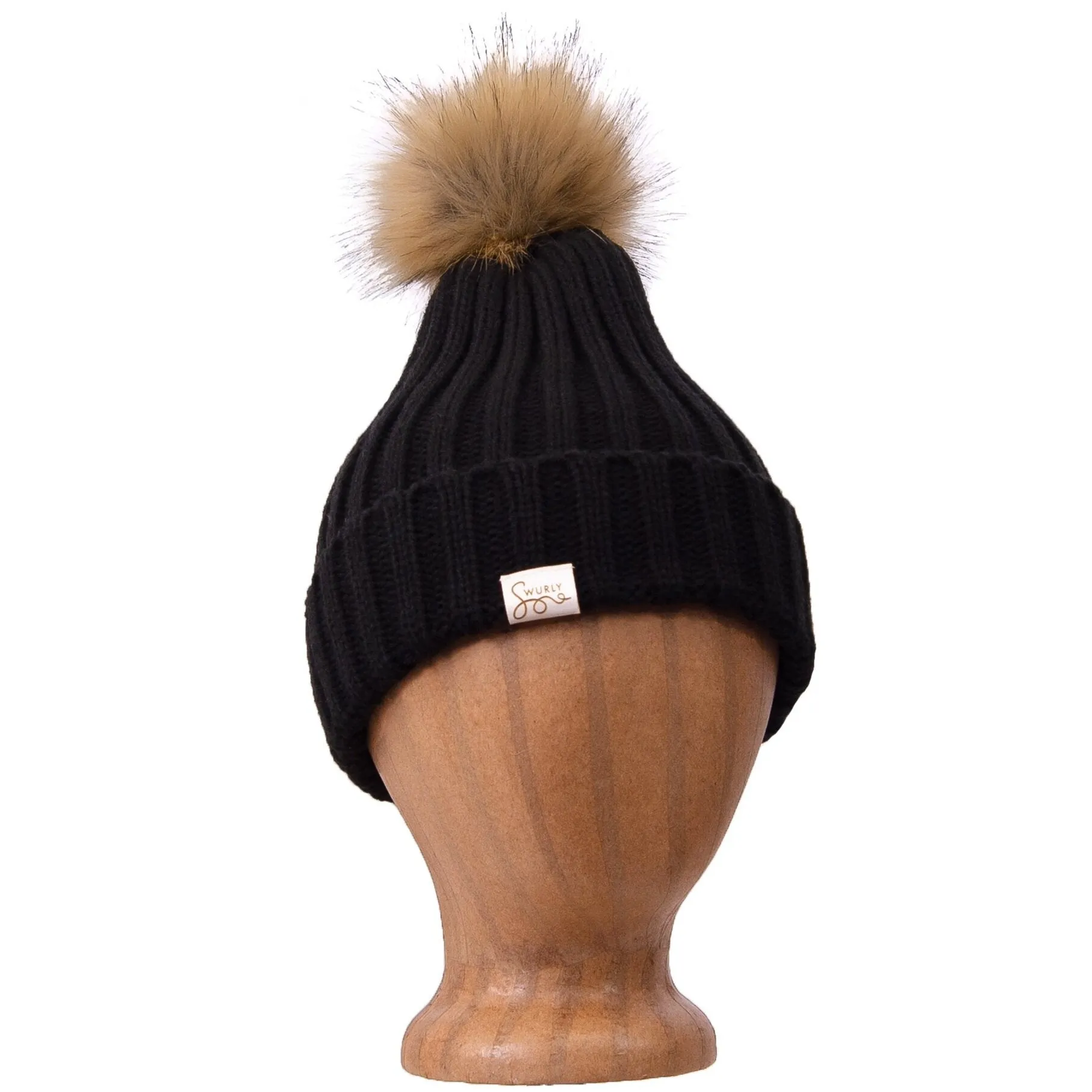 Silk Lined Wool Winter Hat with Removable Pom Pom