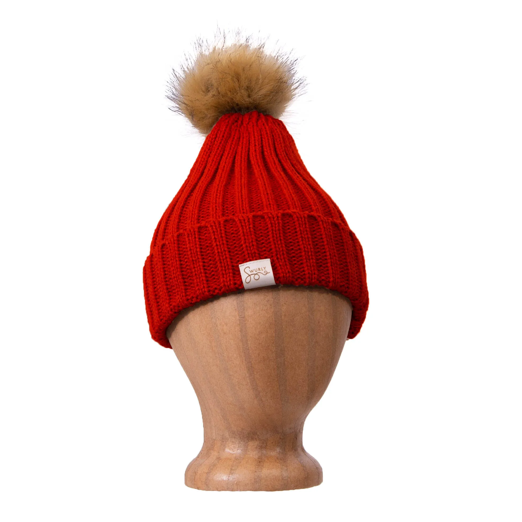 Silk Lined Wool Winter Hat with Removable Pom Pom