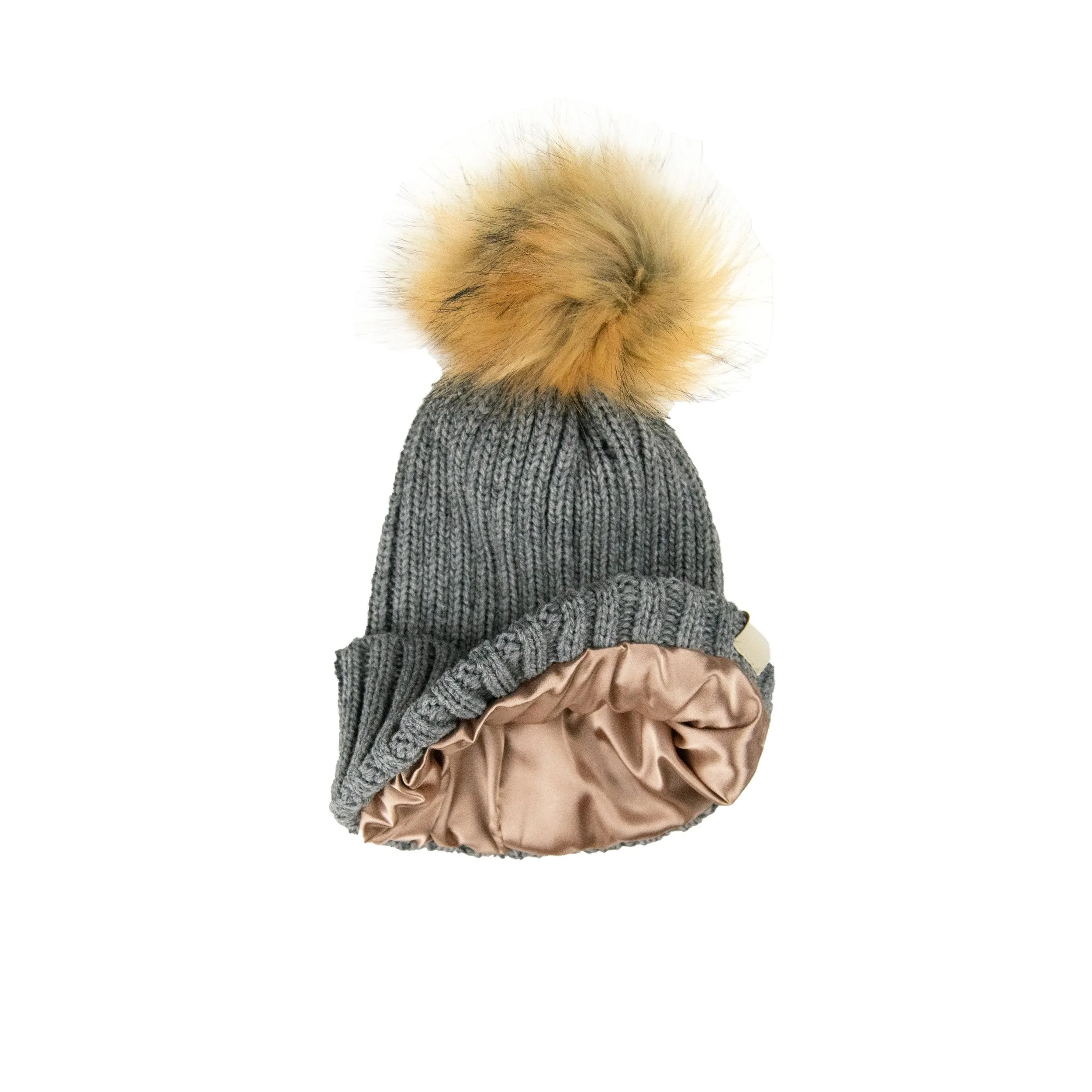 Silk Lined Wool Winter Hat with Removable Pom Pom