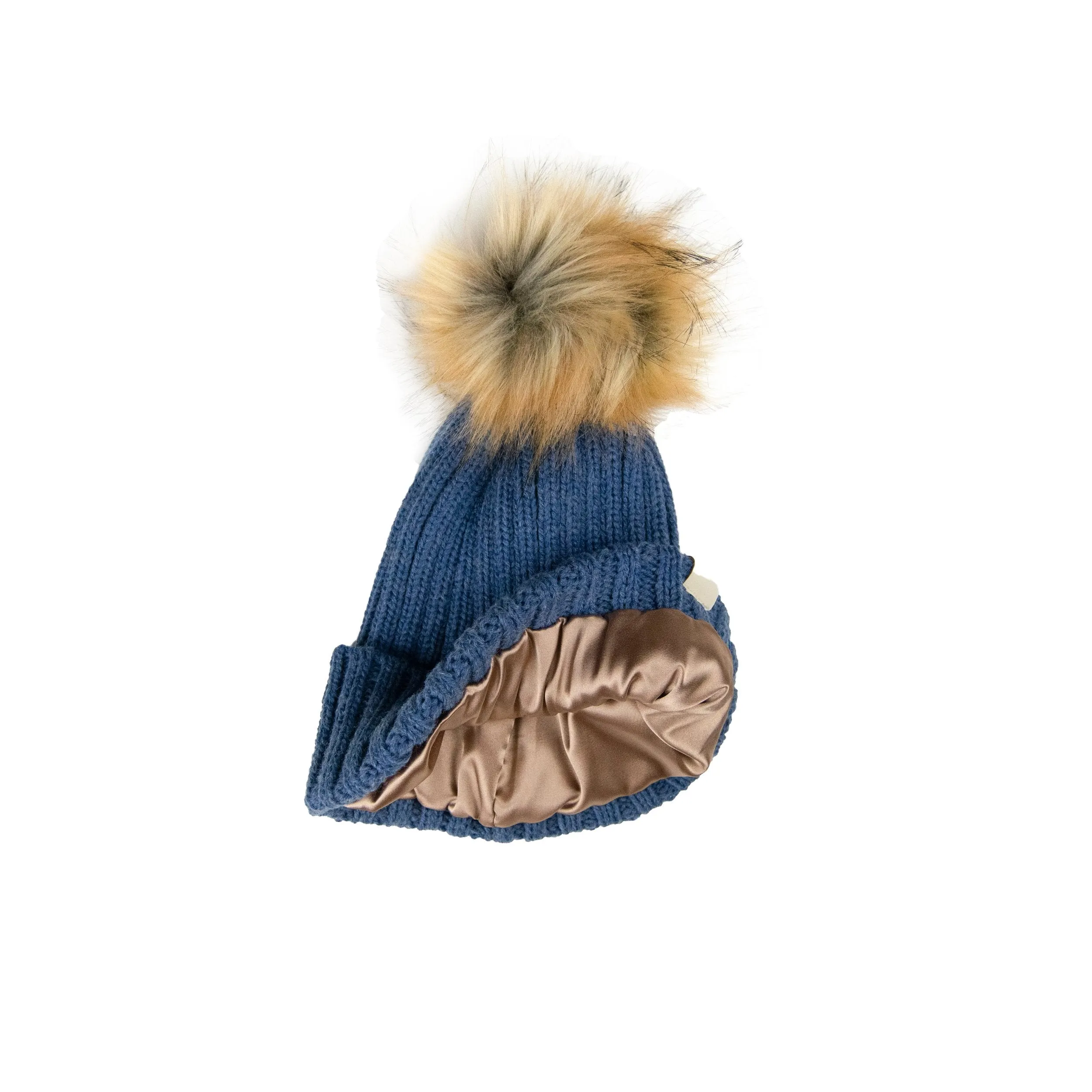 Silk Lined Wool Winter Hat with Removable Pom Pom
