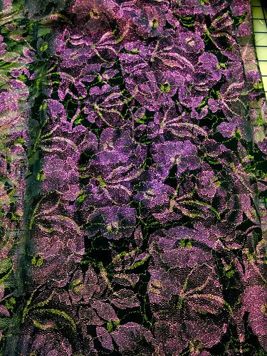 Stretch Lace - 60-inches Wide Metallic Black/Purple Close-Out